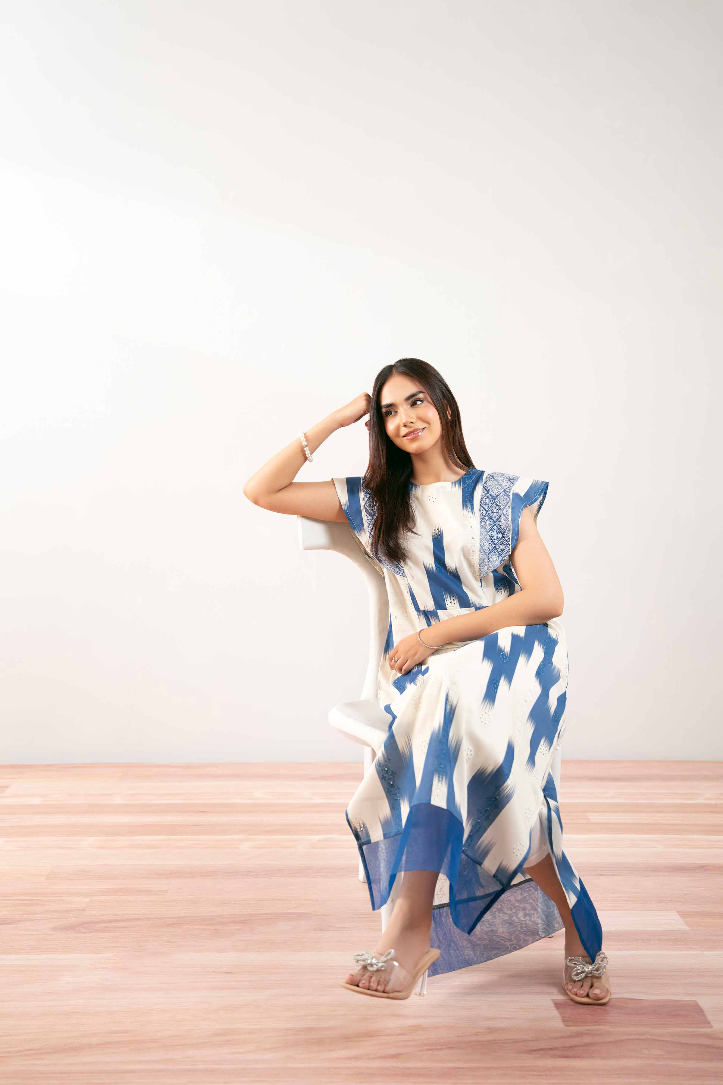 Printed Embroidered Dress - FS25-30 - Image 6