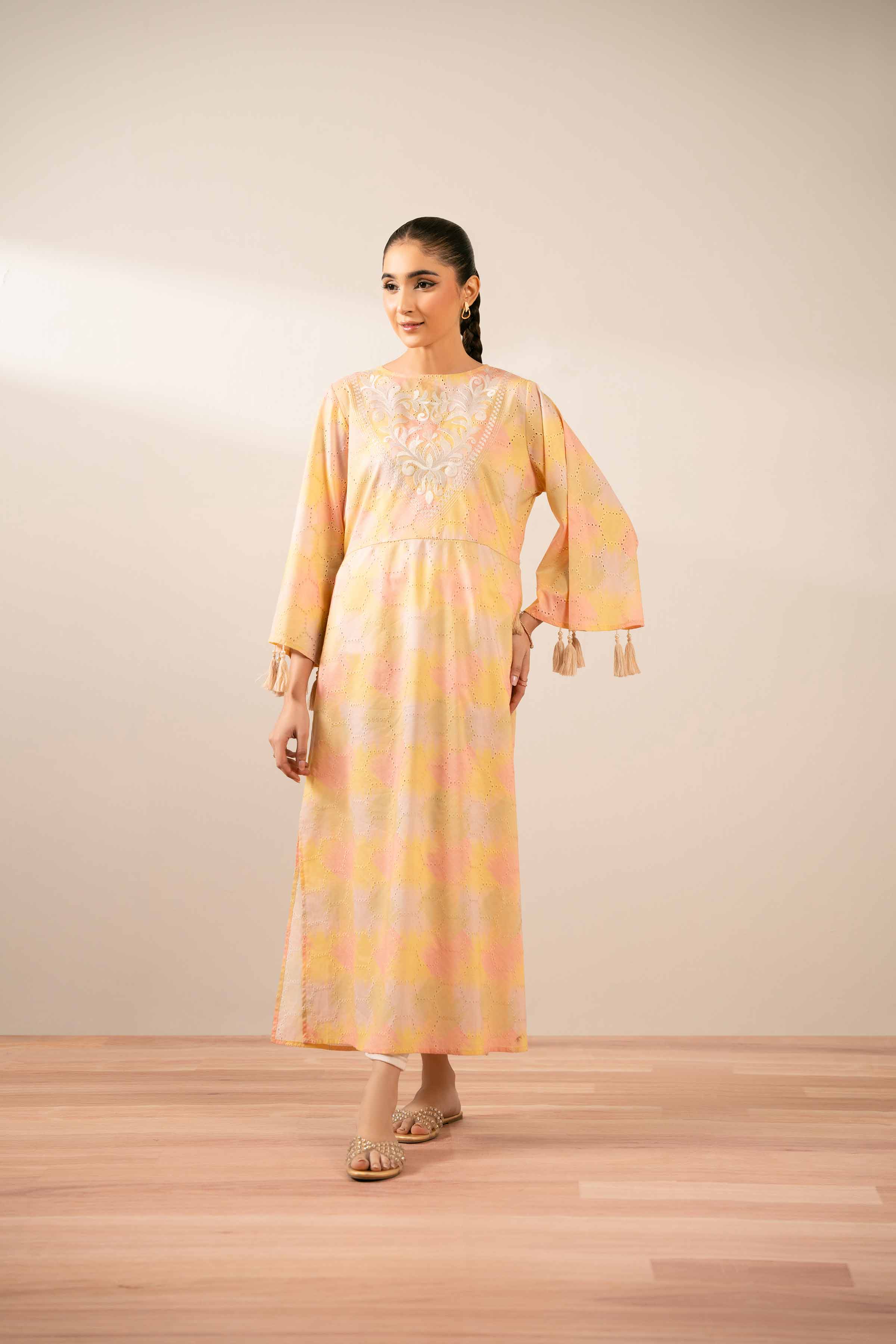 Printed Embroidered Dress - FS25-34
