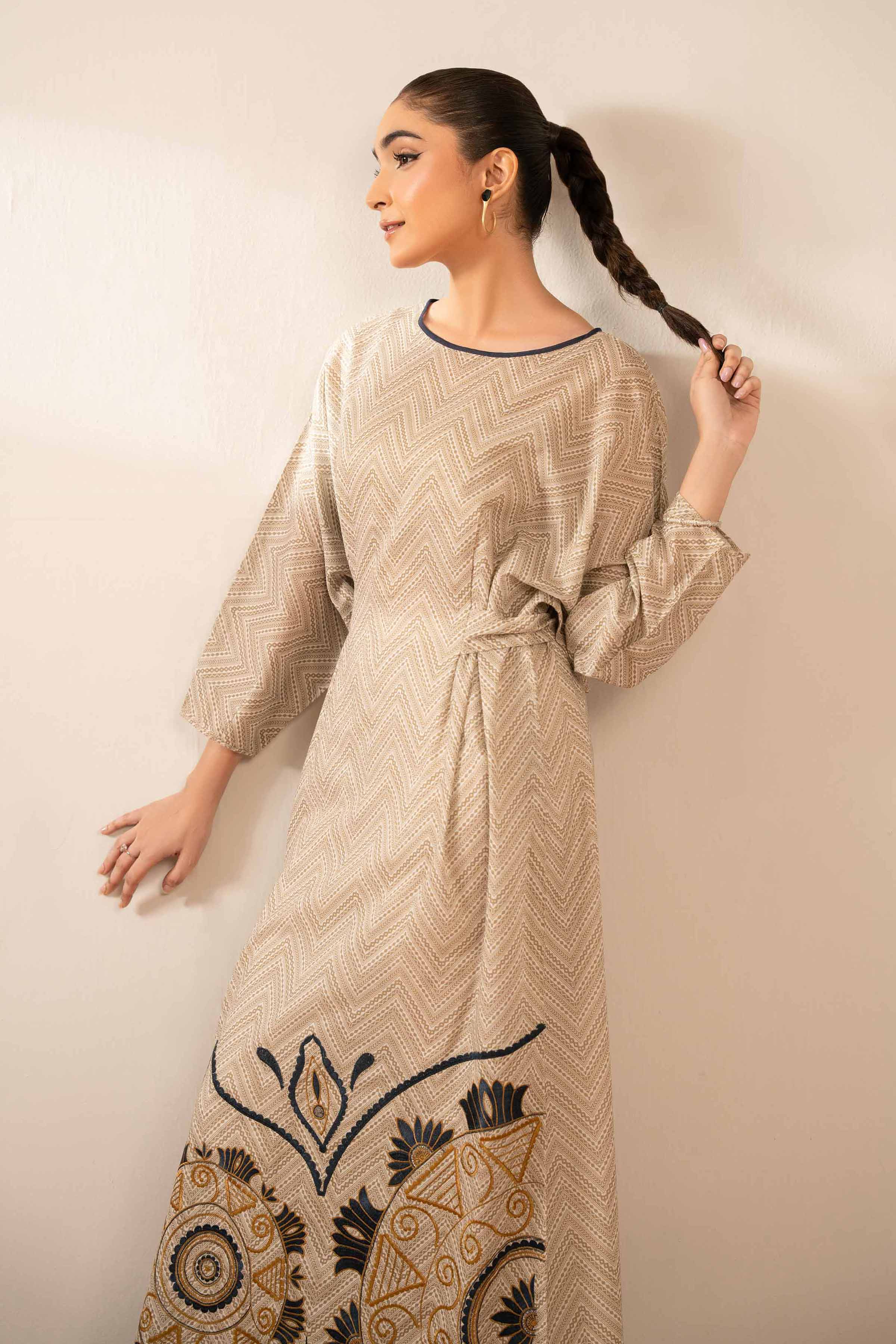 Printed Embroidered Dress - FS25-38