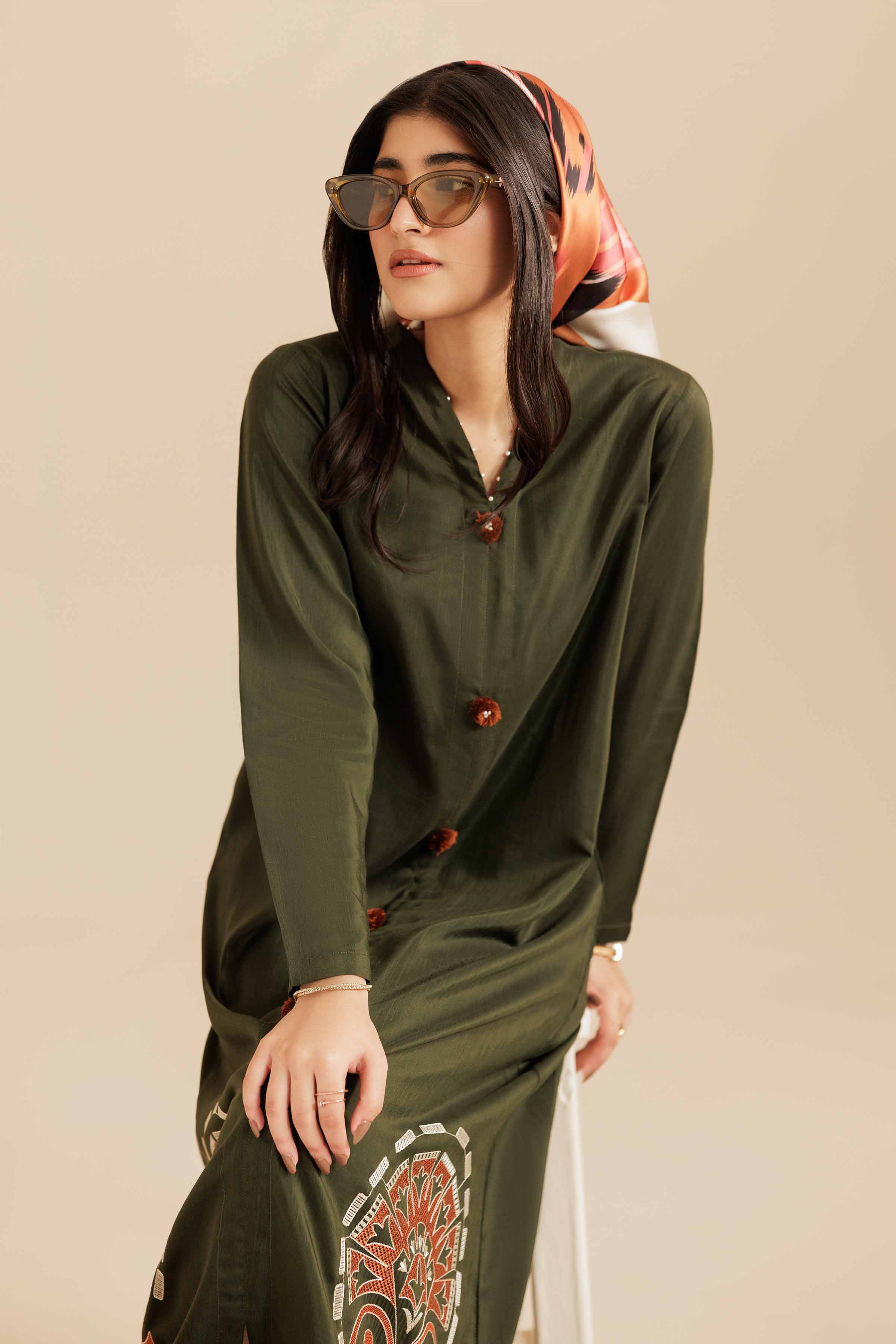 2 Piece - Printed Embroidered Suit - FS25-55 - Image 3