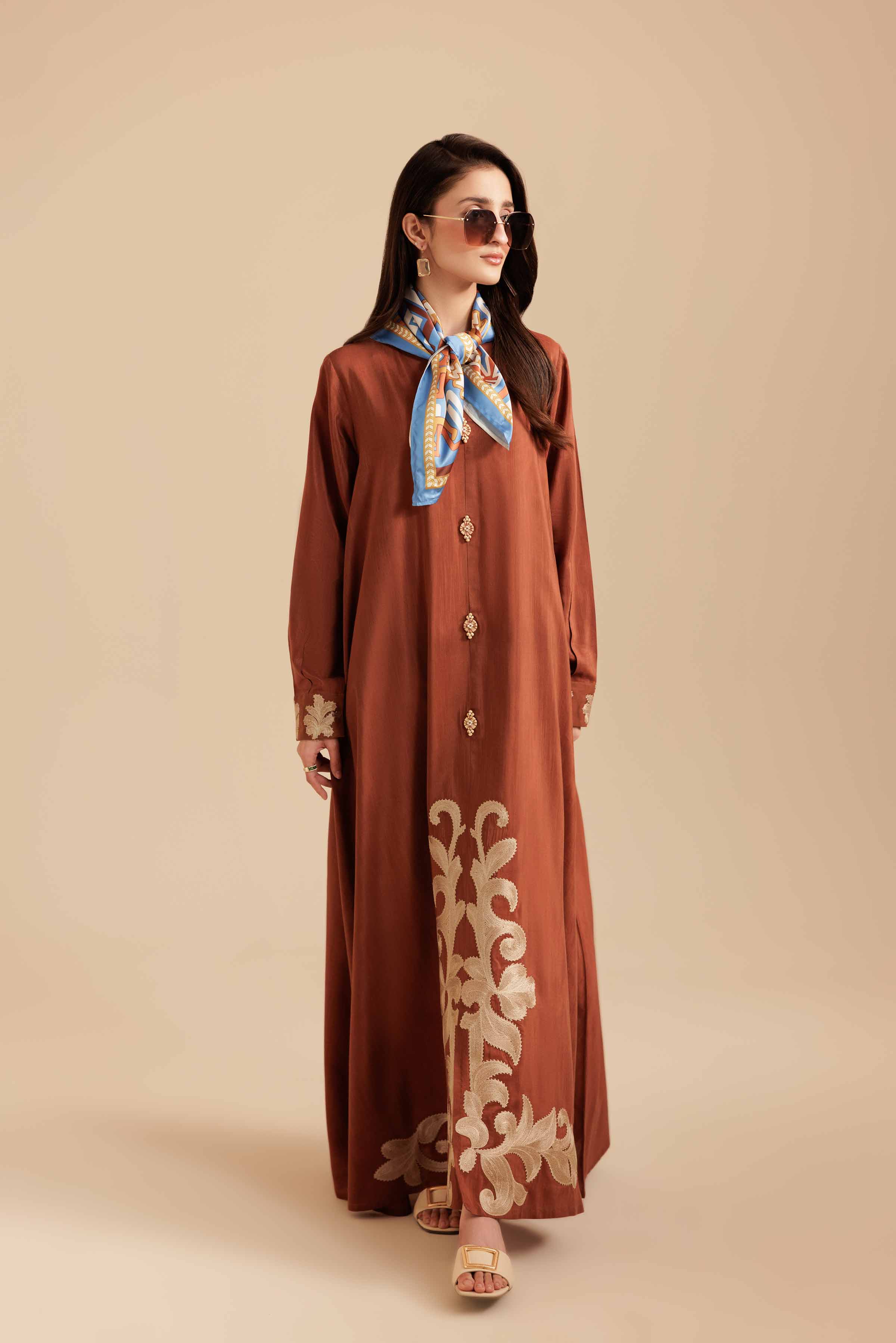 2 Piece - Printed Embroidered Dress - FS25-57 - Image 4