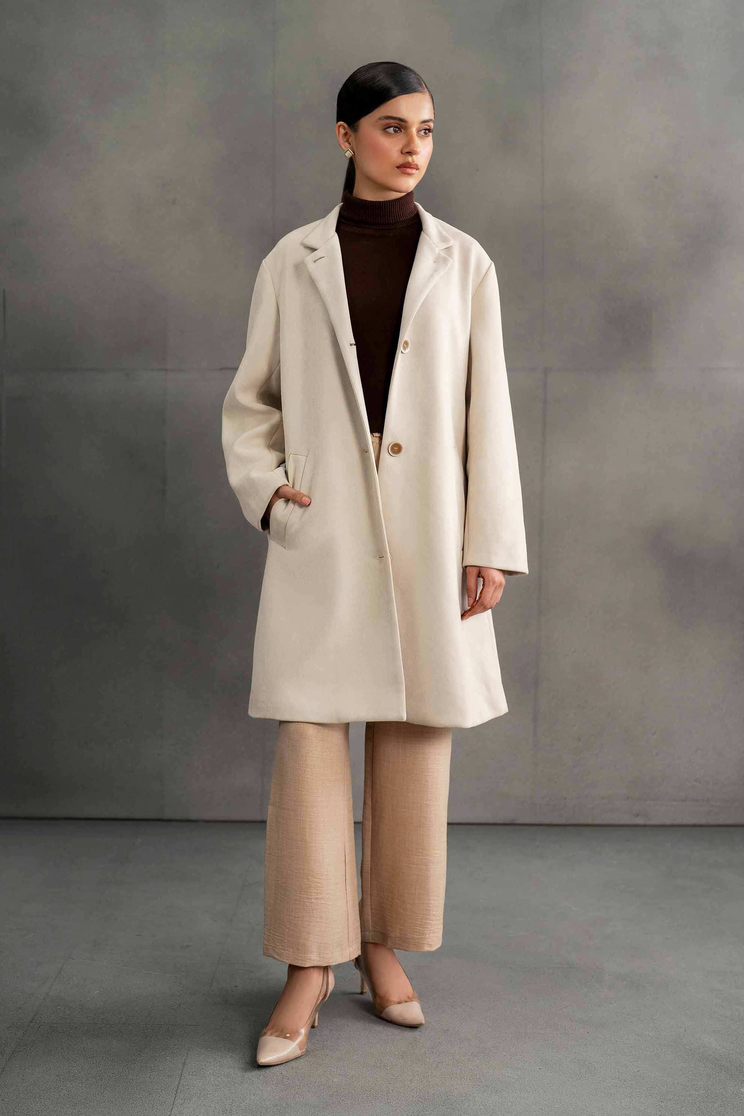 Beige Long Coat-435370418 - Image 2