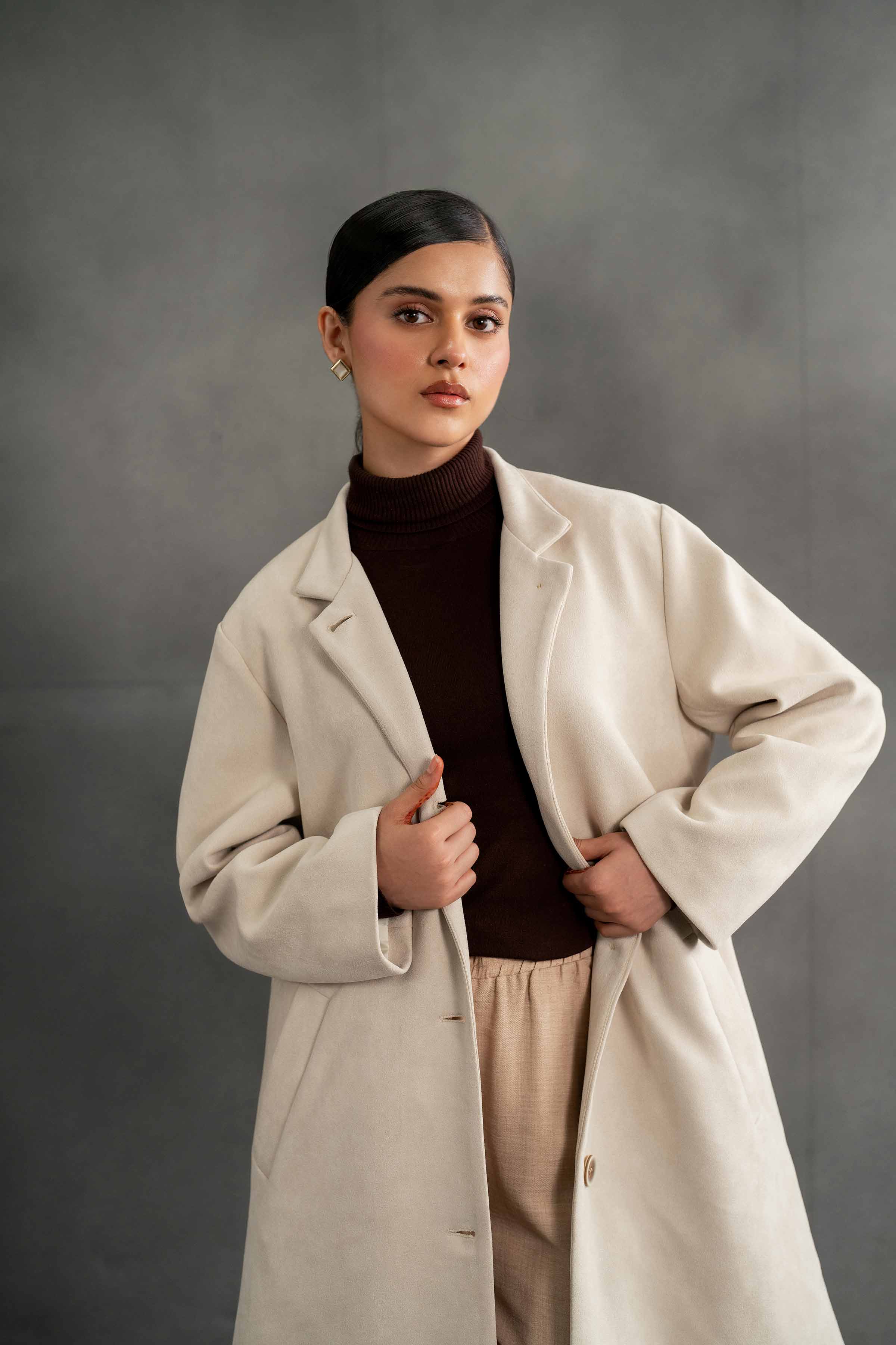Beige Long Coat-435370418 - Image 3