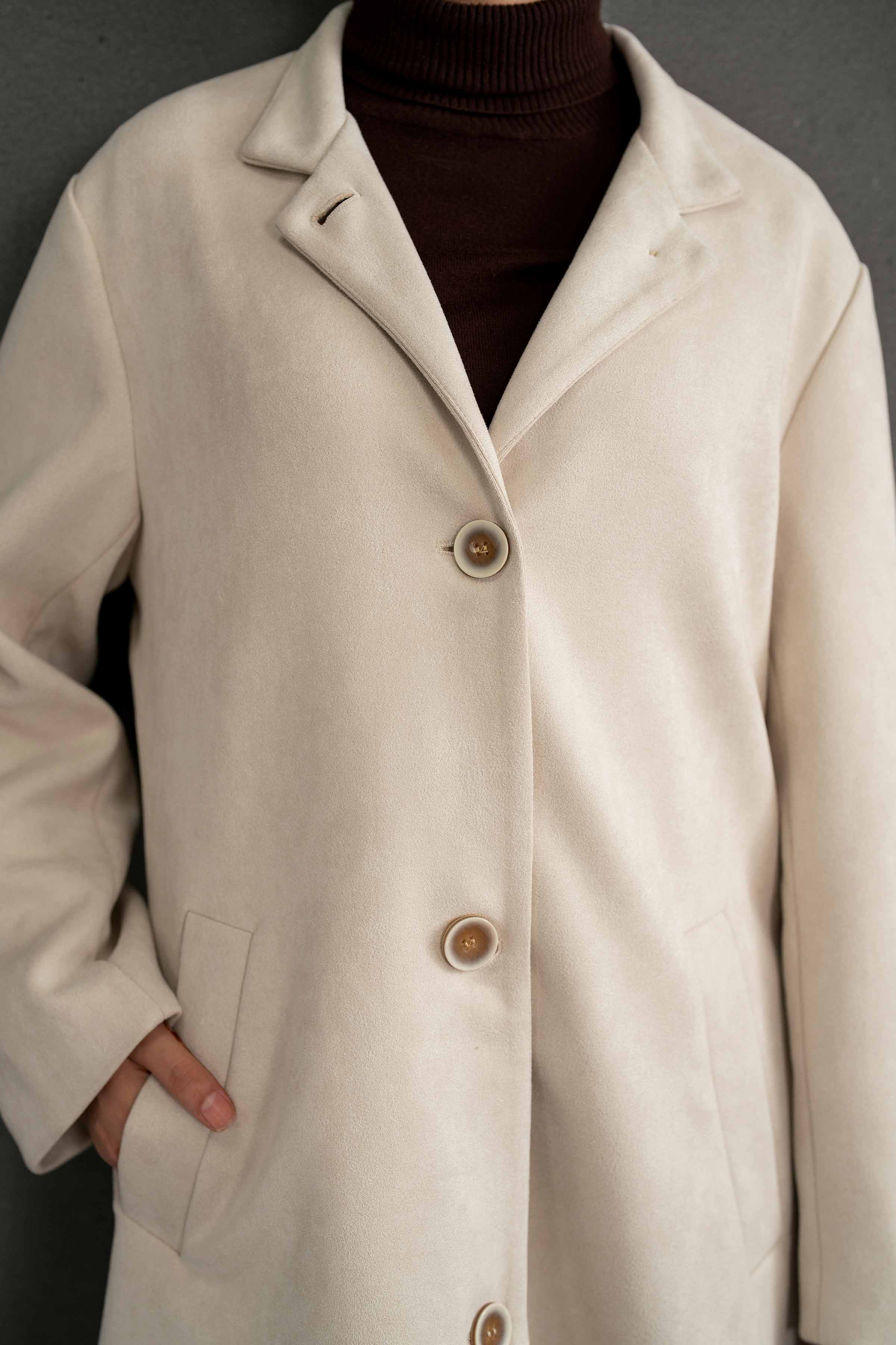 Beige Long Coat-435370418 - Image 5