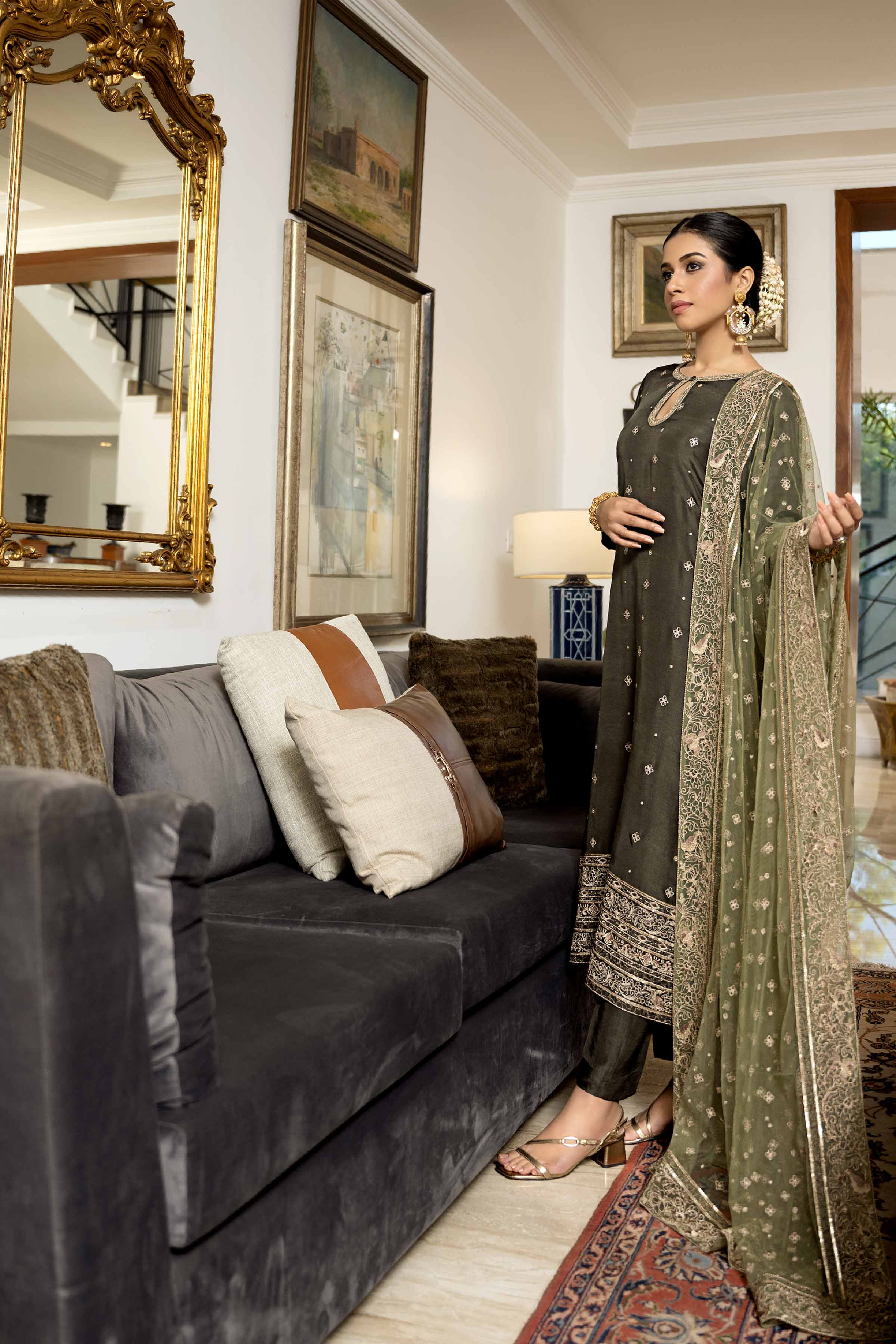 3 piece - Embroidered Suit - KB24-01 A - Image 3