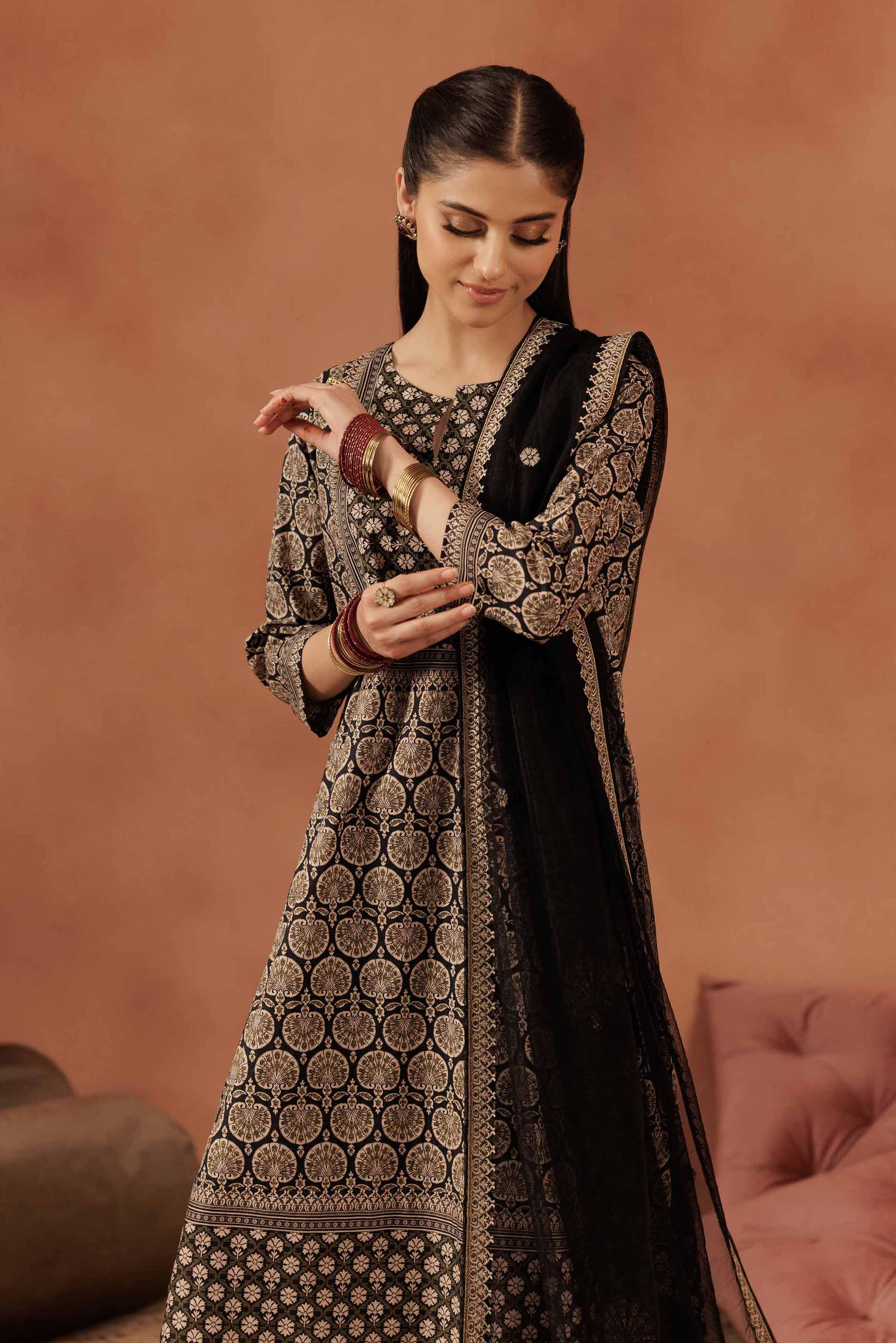 3 Piece - Printed Embroidered Suit - KFE25-173 - Image 2