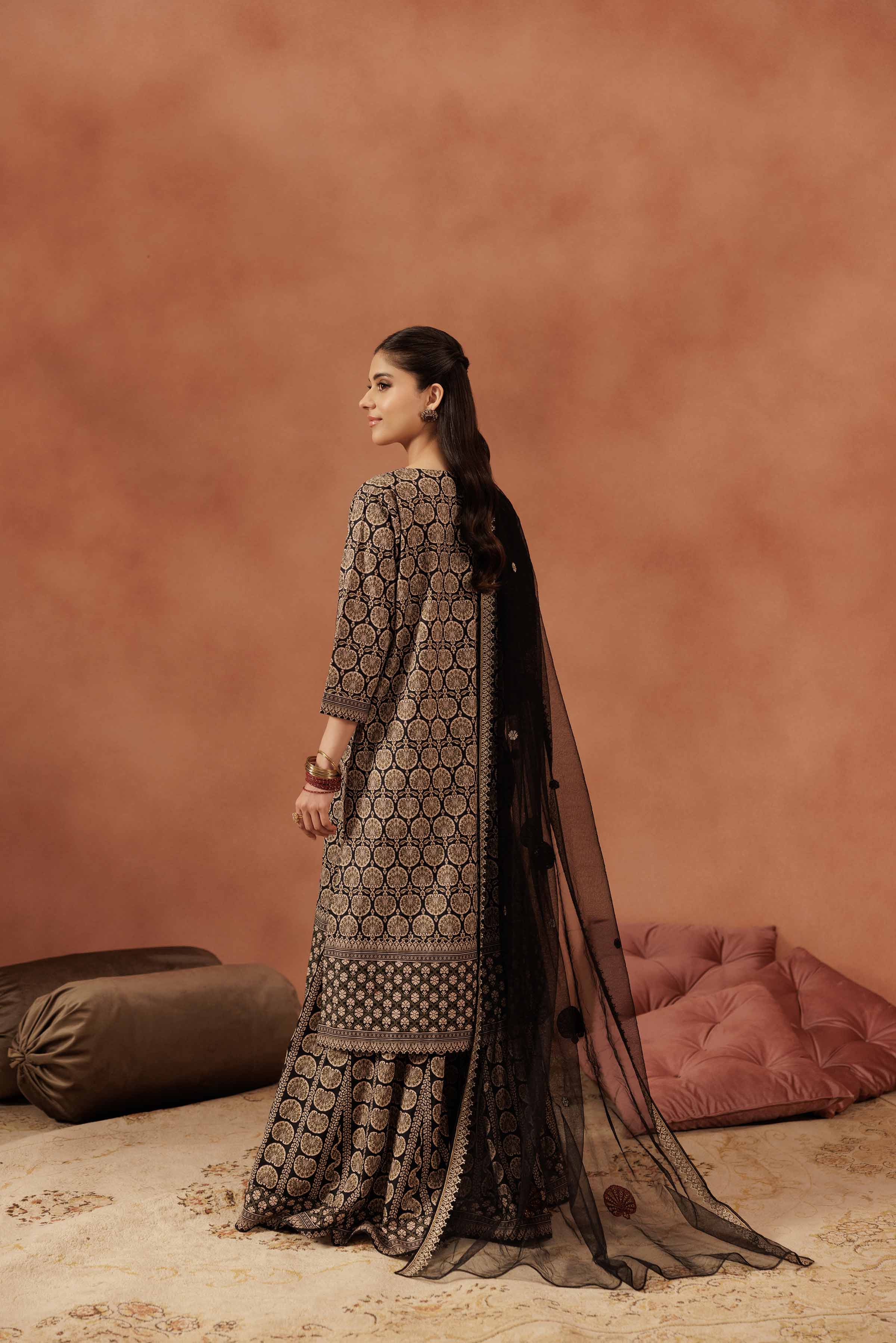 3 Piece - Printed Embroidered Suit - KFE25-173 - Image 3