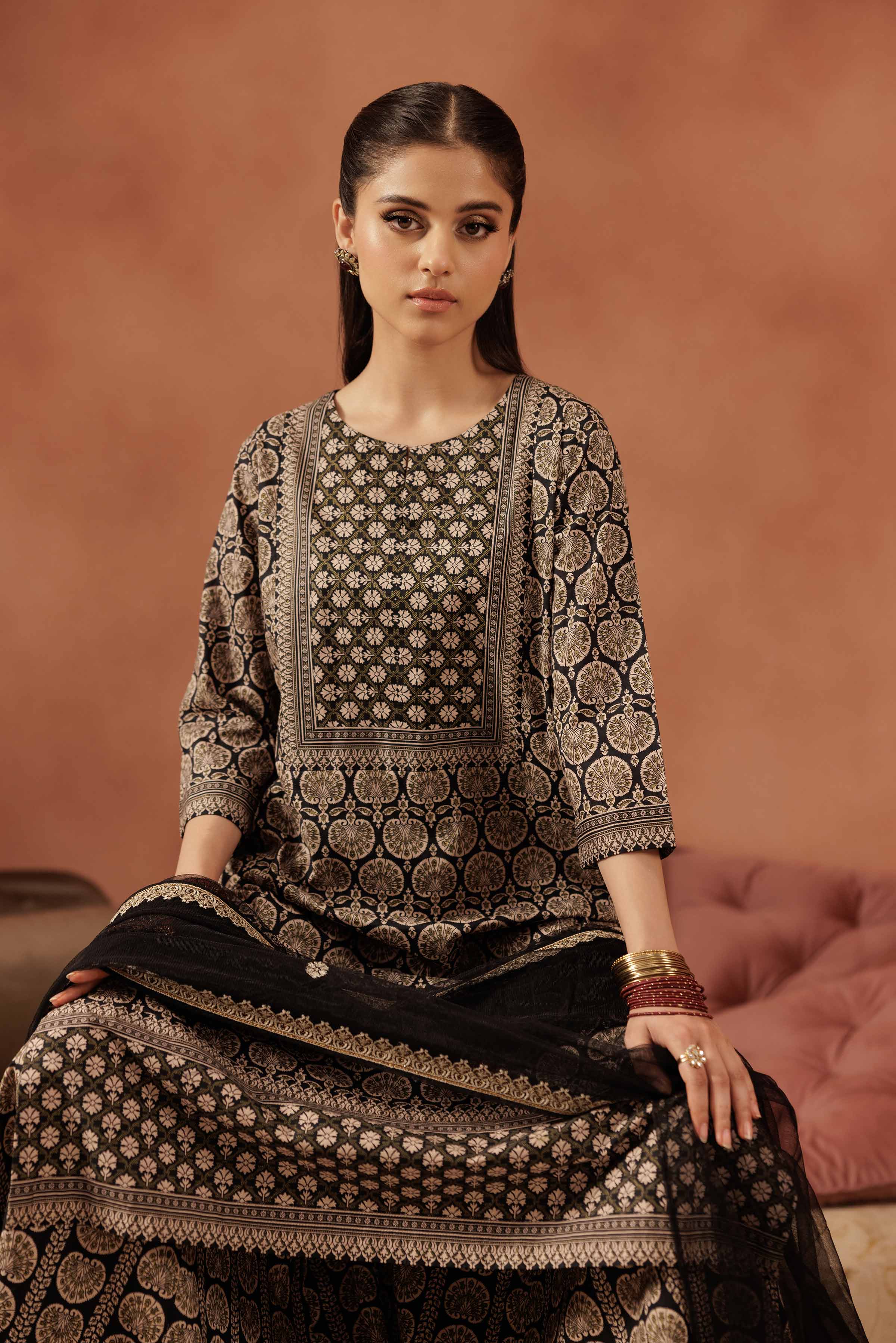 3 Piece - Printed Embroidered Suit - KFE25-173 - Image 5