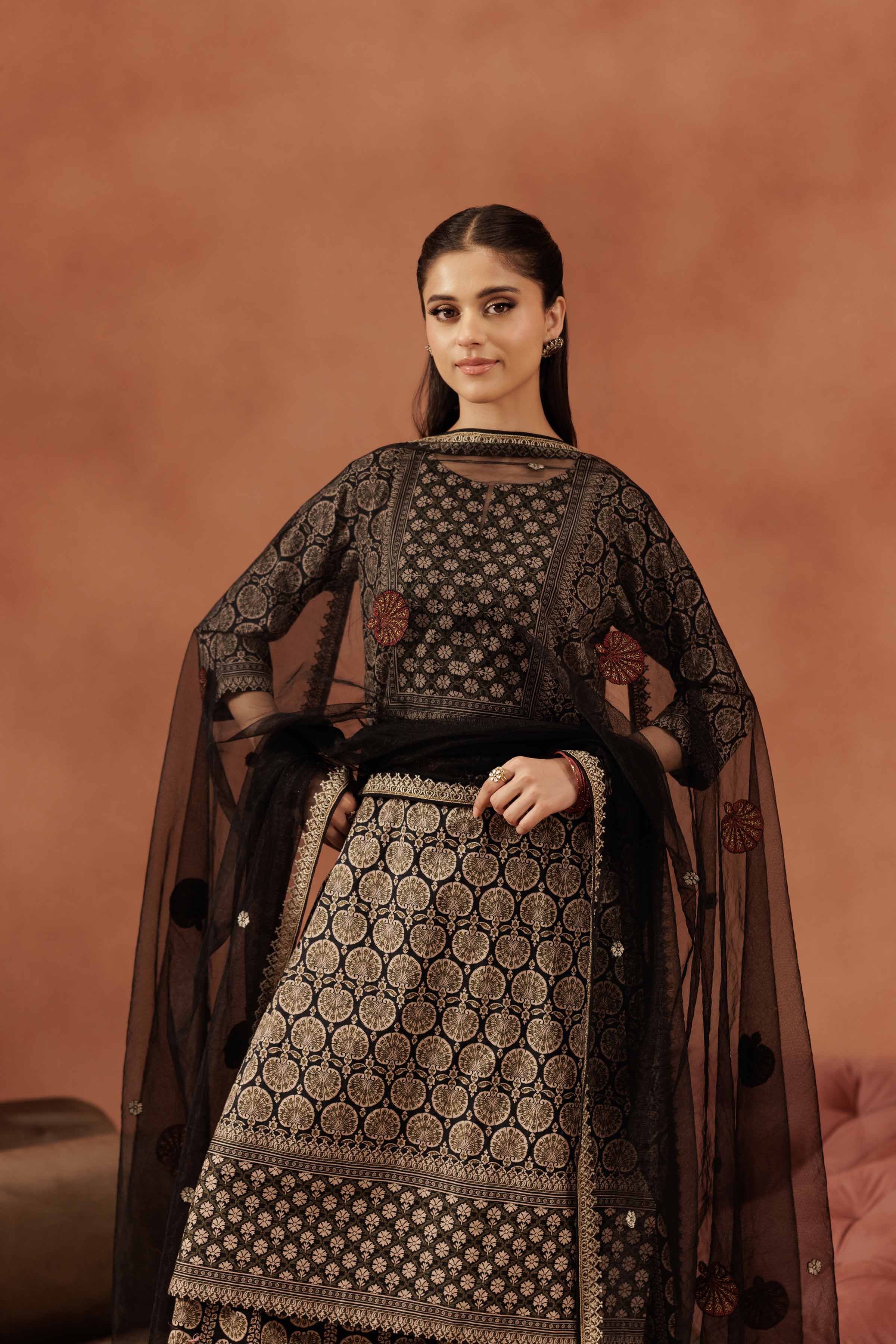 3 Piece - Printed Embroidered Suit - KFE25-173 - Image 6