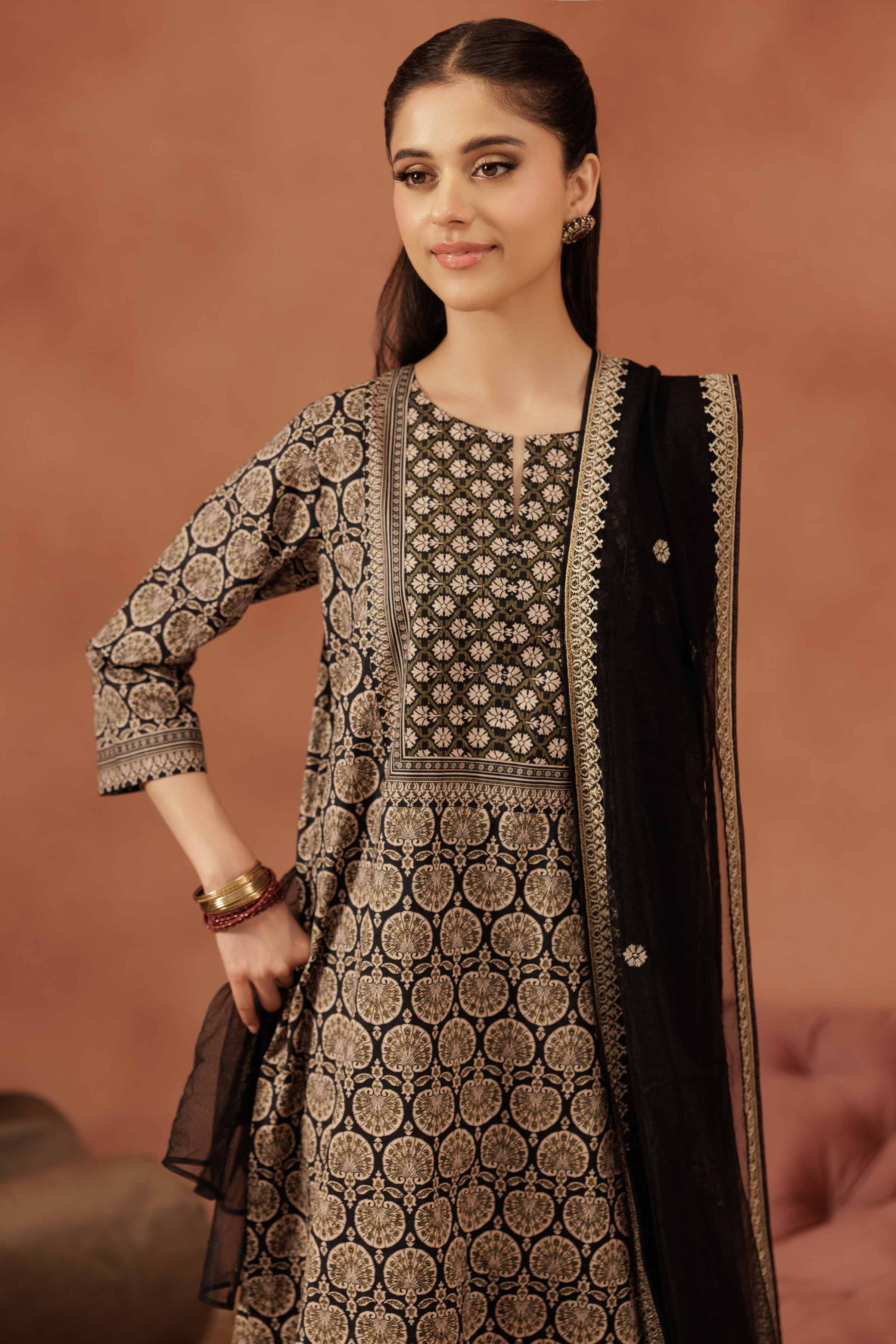 3 Piece - Printed Embroidered Suit - KFE25-173 - Image 7