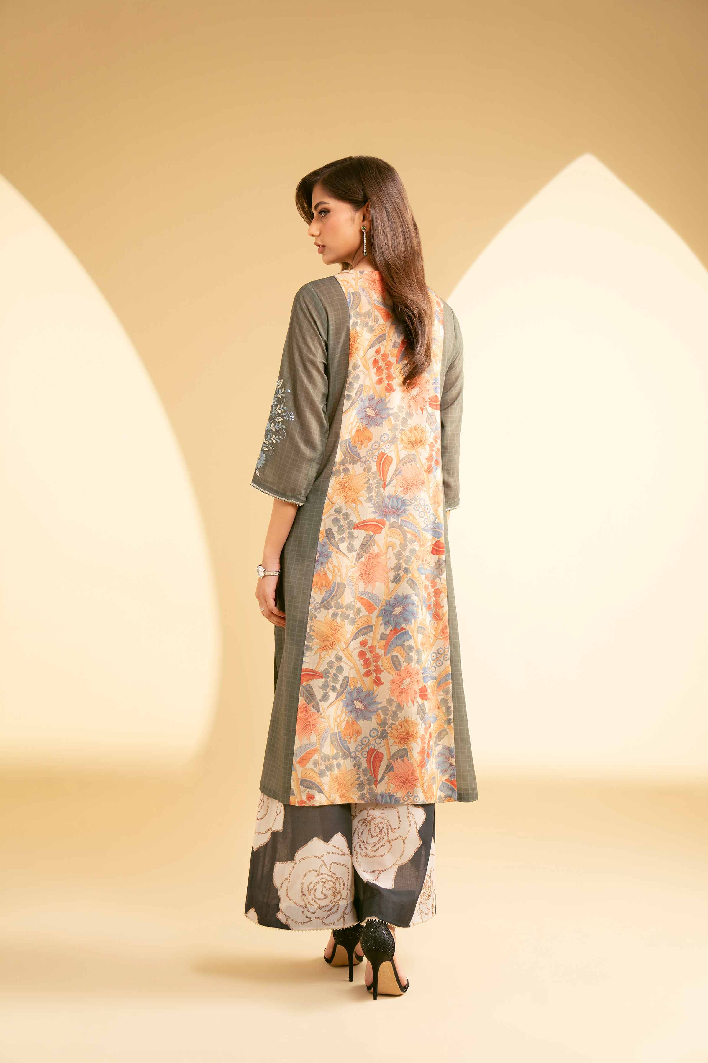 2 Piece - Printed Embroidered Suit - KFE25-48 - Image 3