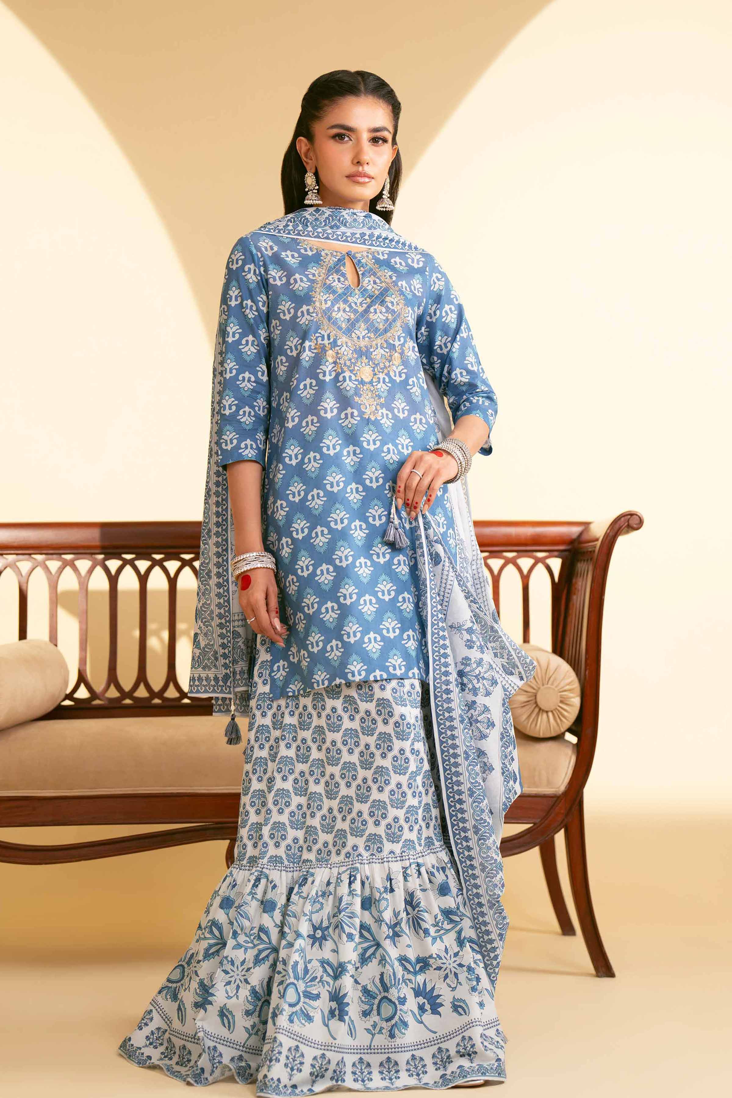 3 Piece - Printed Embroidered Suit - KFE25-49