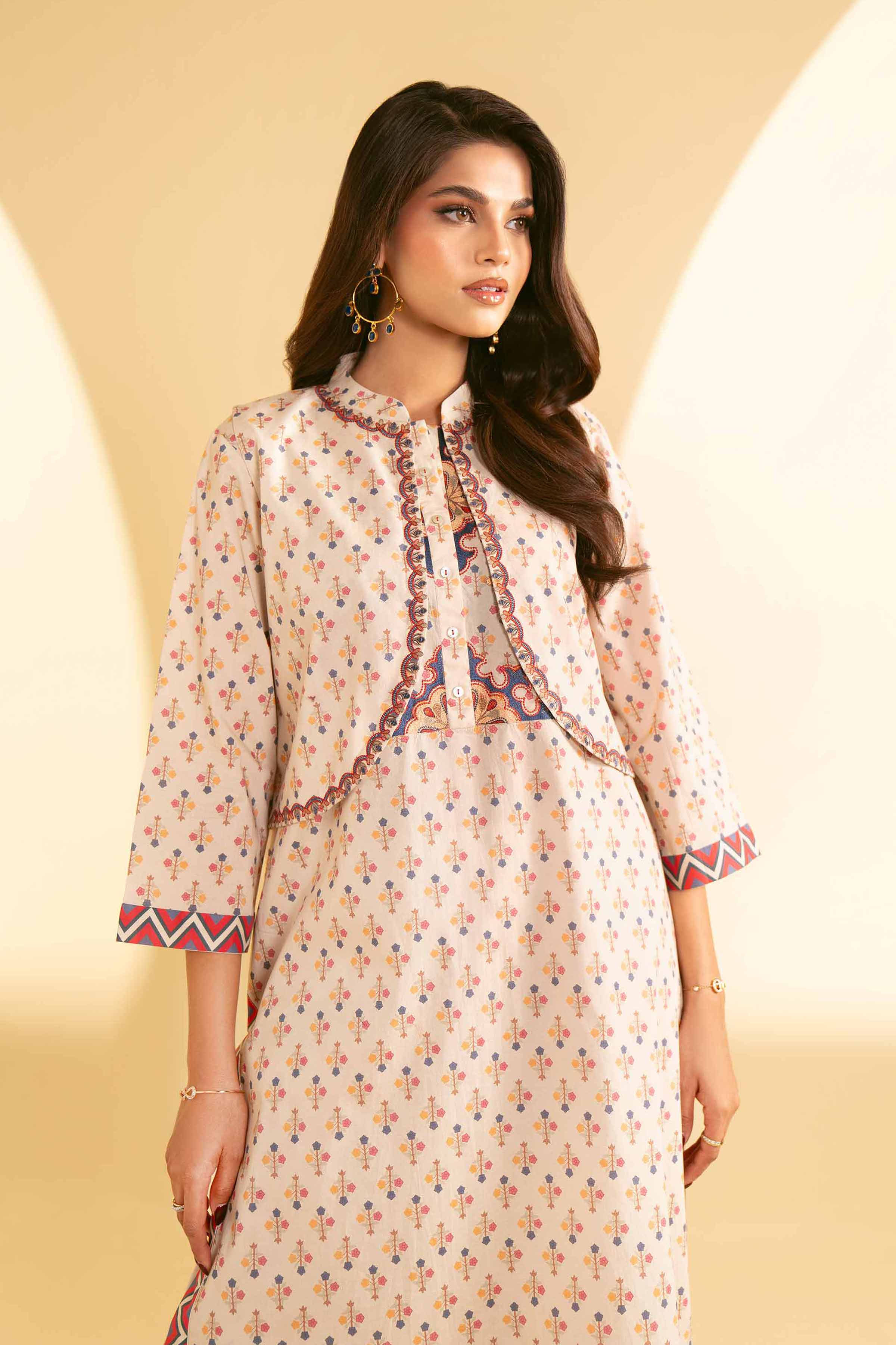 3 Piece - Printed Embroidered Suit - KFE25-73 - Image 2