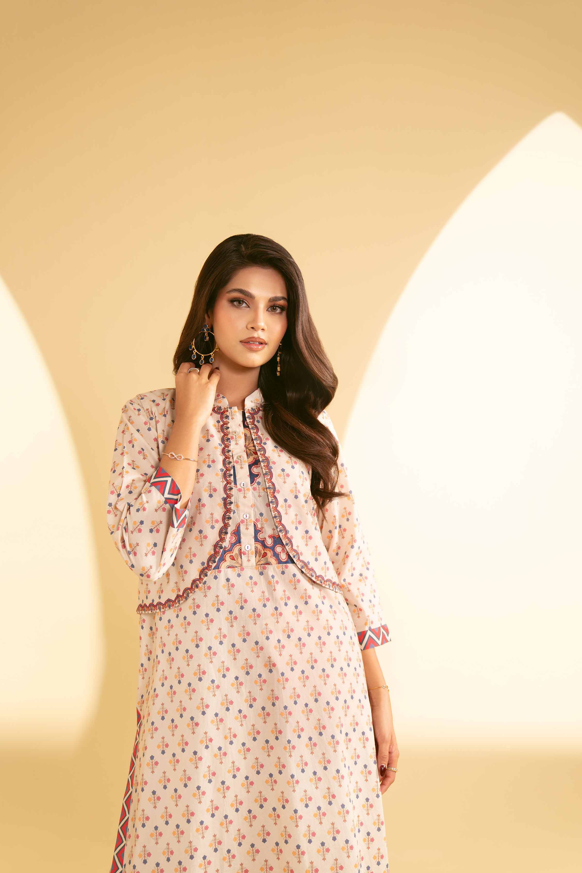 3 Piece - Printed Embroidered Suit - KFE25-73 - Image 5