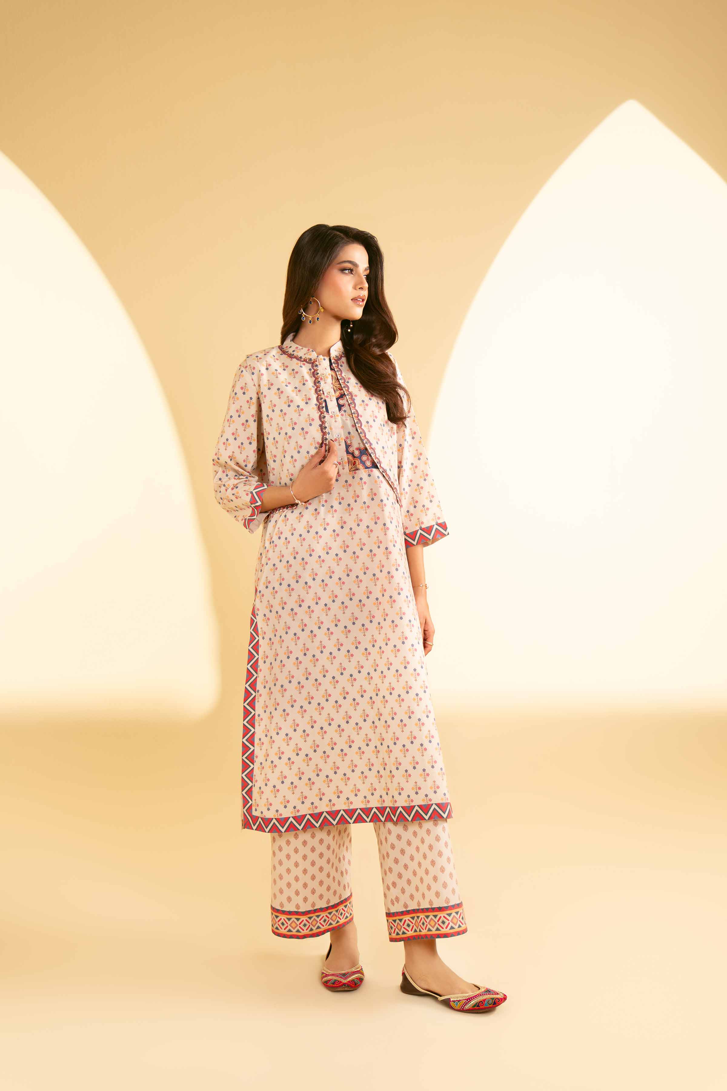 3 Piece - Printed Embroidered Suit - KFE25-73 - Image 6