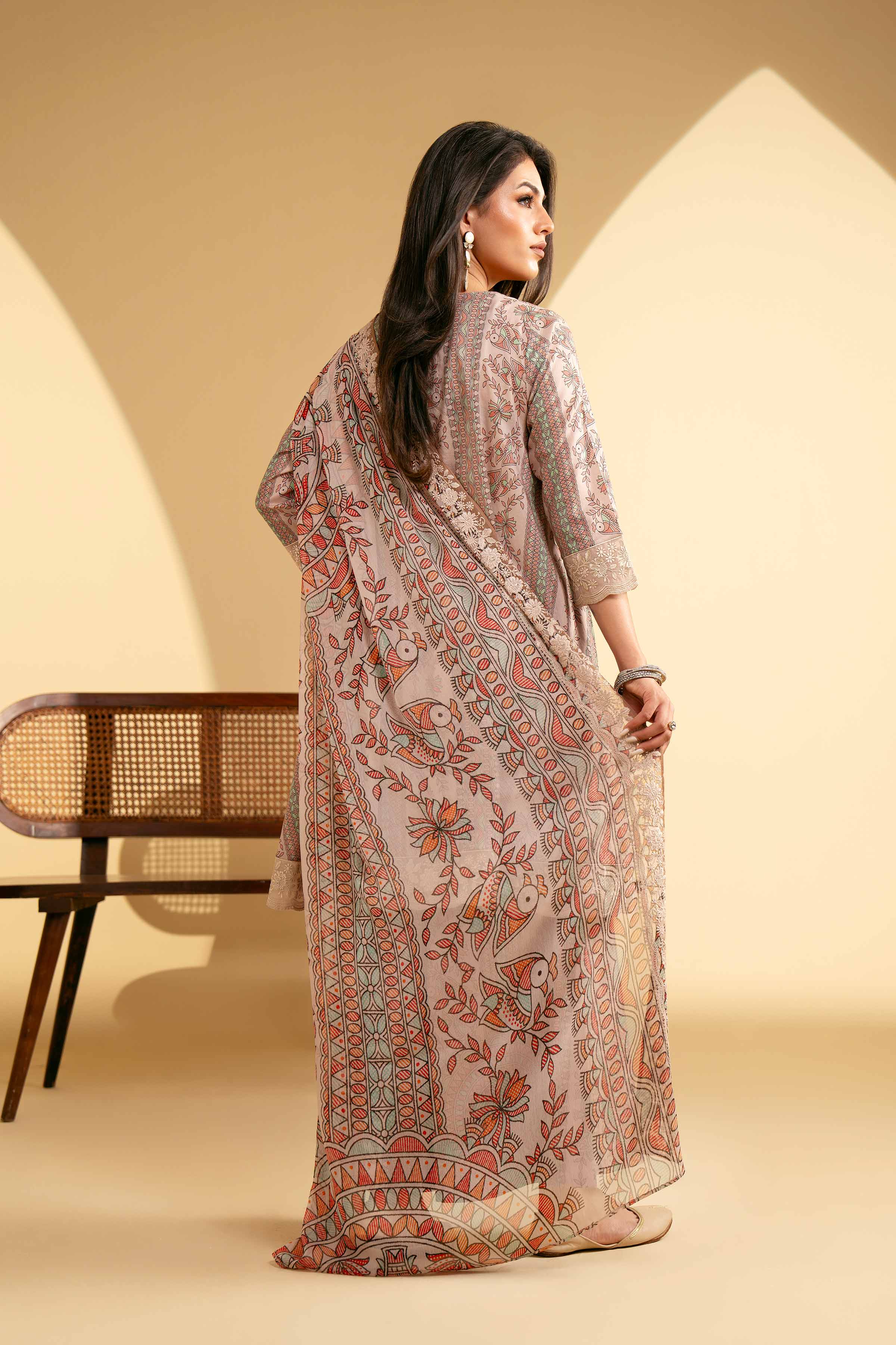 3 Piece - Printed Embroidered Suit - KFE25-75 - Image 3