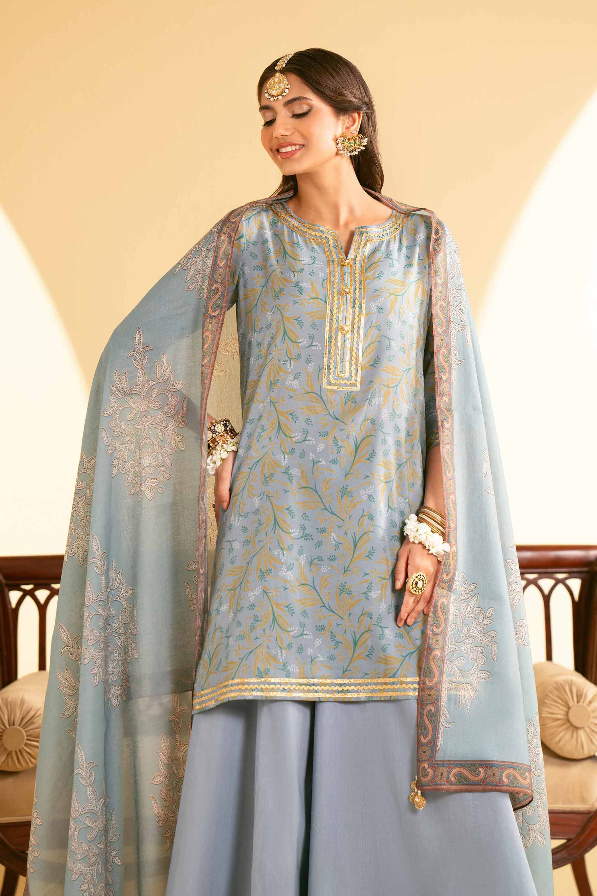 3 Piece - Printed Embroidered Suit - KFE25-78 - Image 2