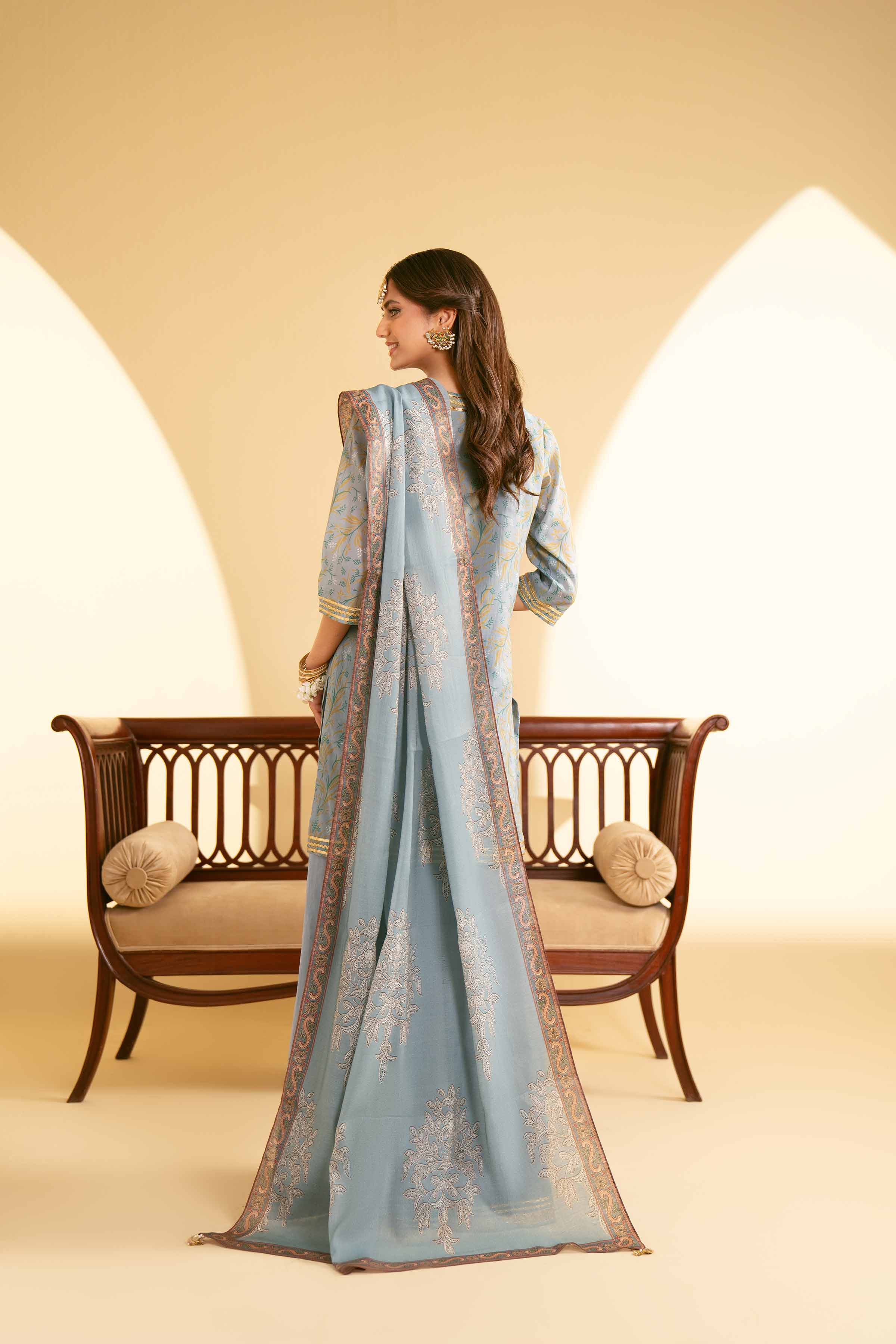 3 Piece - Printed Embroidered Suit - KFE25-78 - Image 3