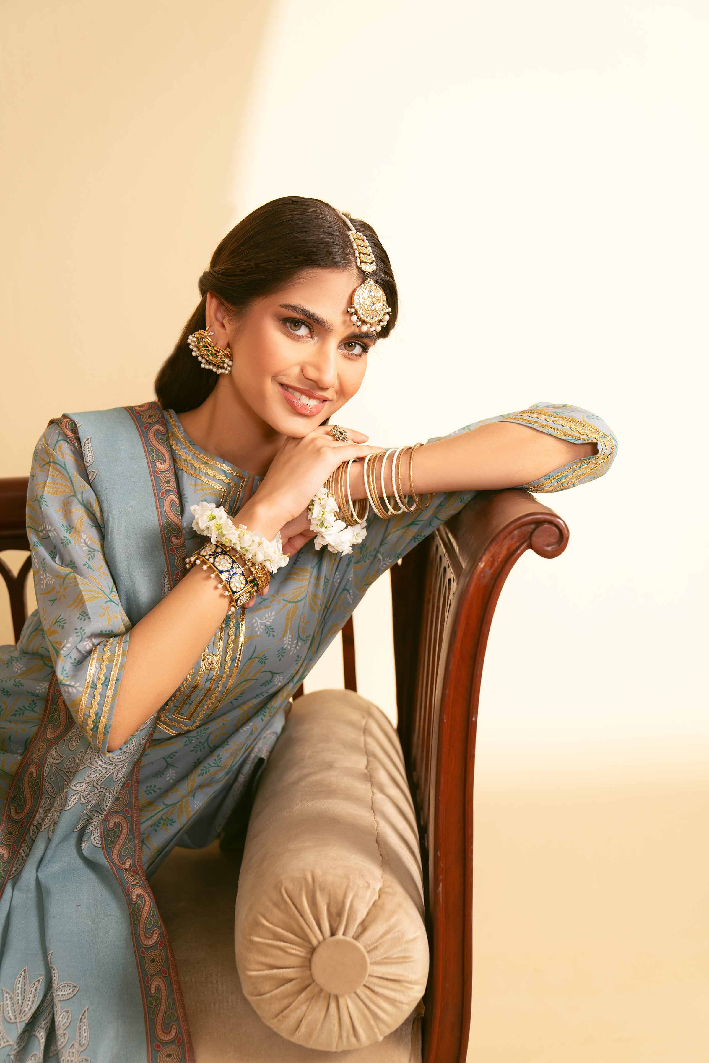 3 Piece - Printed Embroidered Suit - KFE25-78 - Image 4