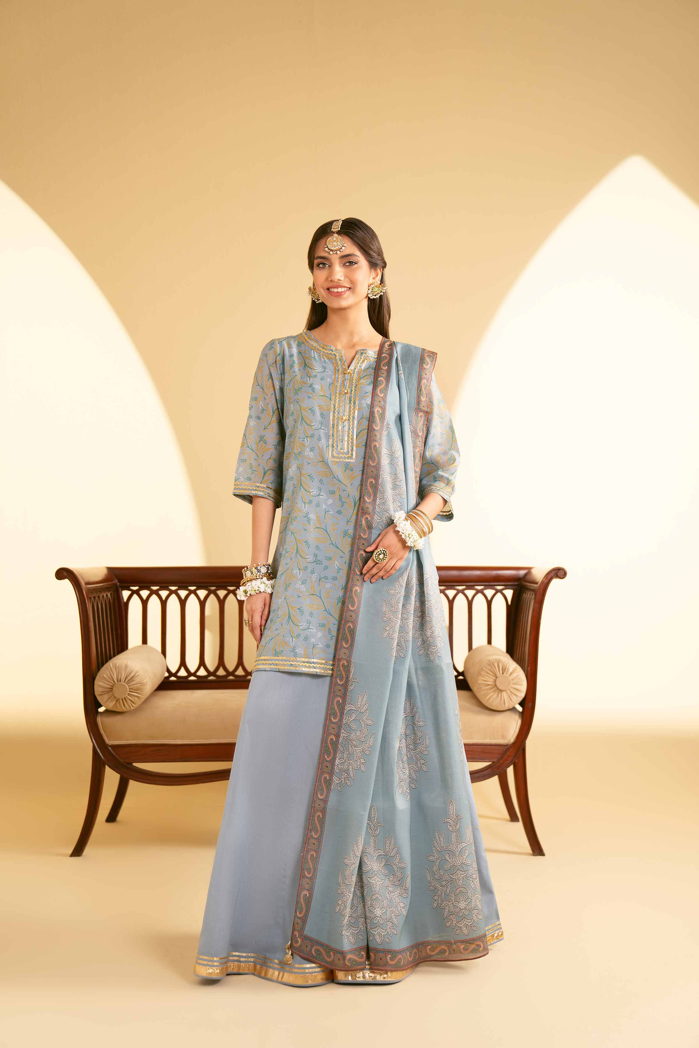 3 Piece - Printed Embroidered Suit - KFE25-78 - Image 5