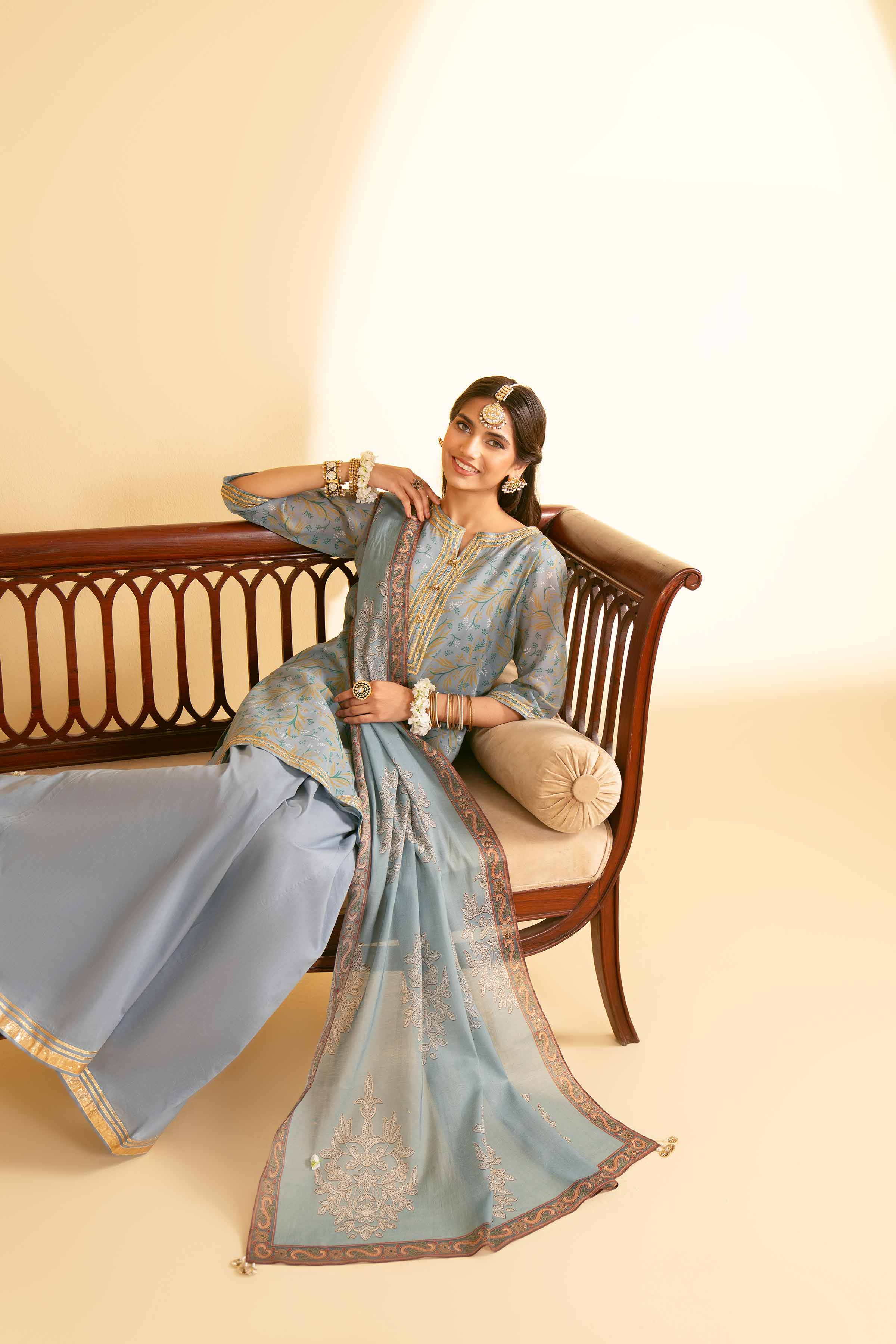 3 Piece - Printed Embroidered Suit - KFE25-78 - Image 6
