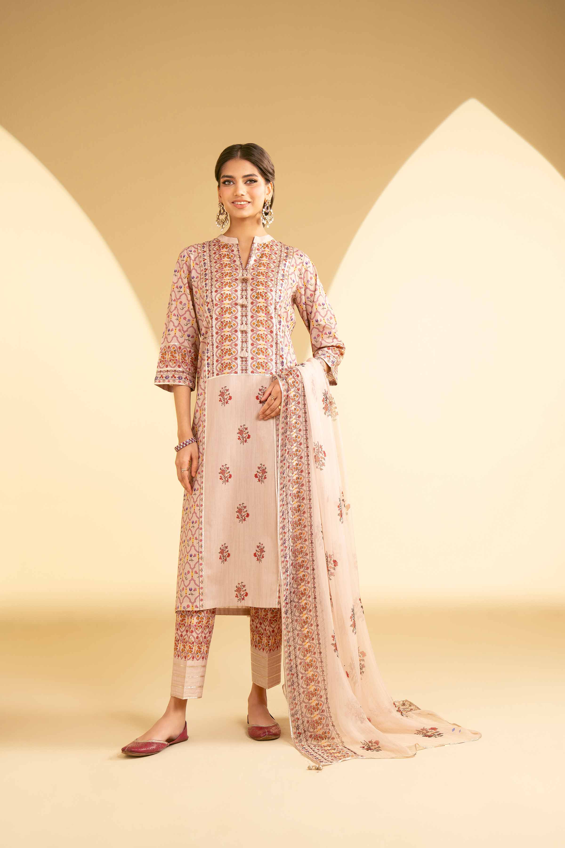 3 Piece - Printed Embroidered Suit - KFE25-81 - Image 5