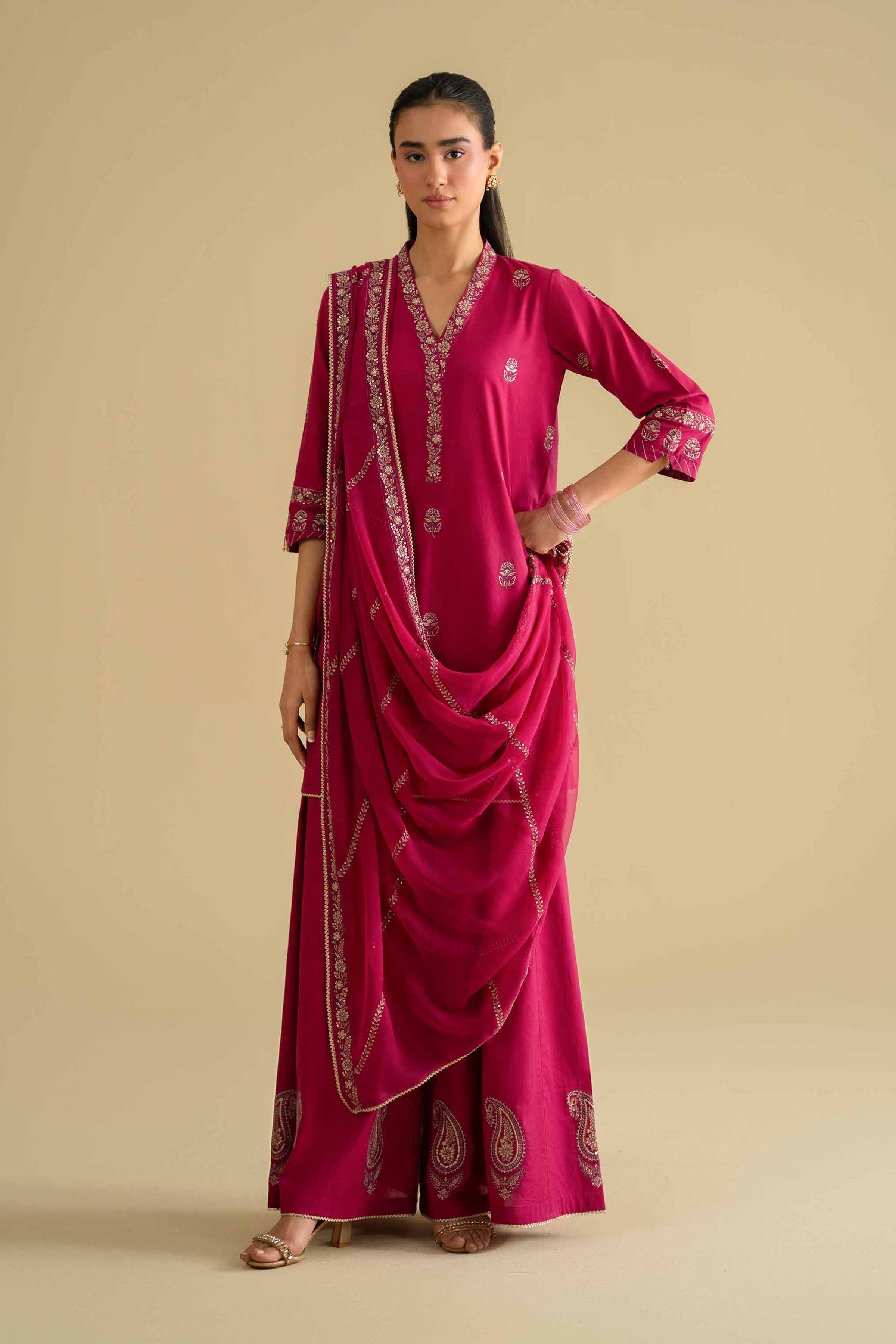 3 Piece - Embroidered Suit - KFE26-105
