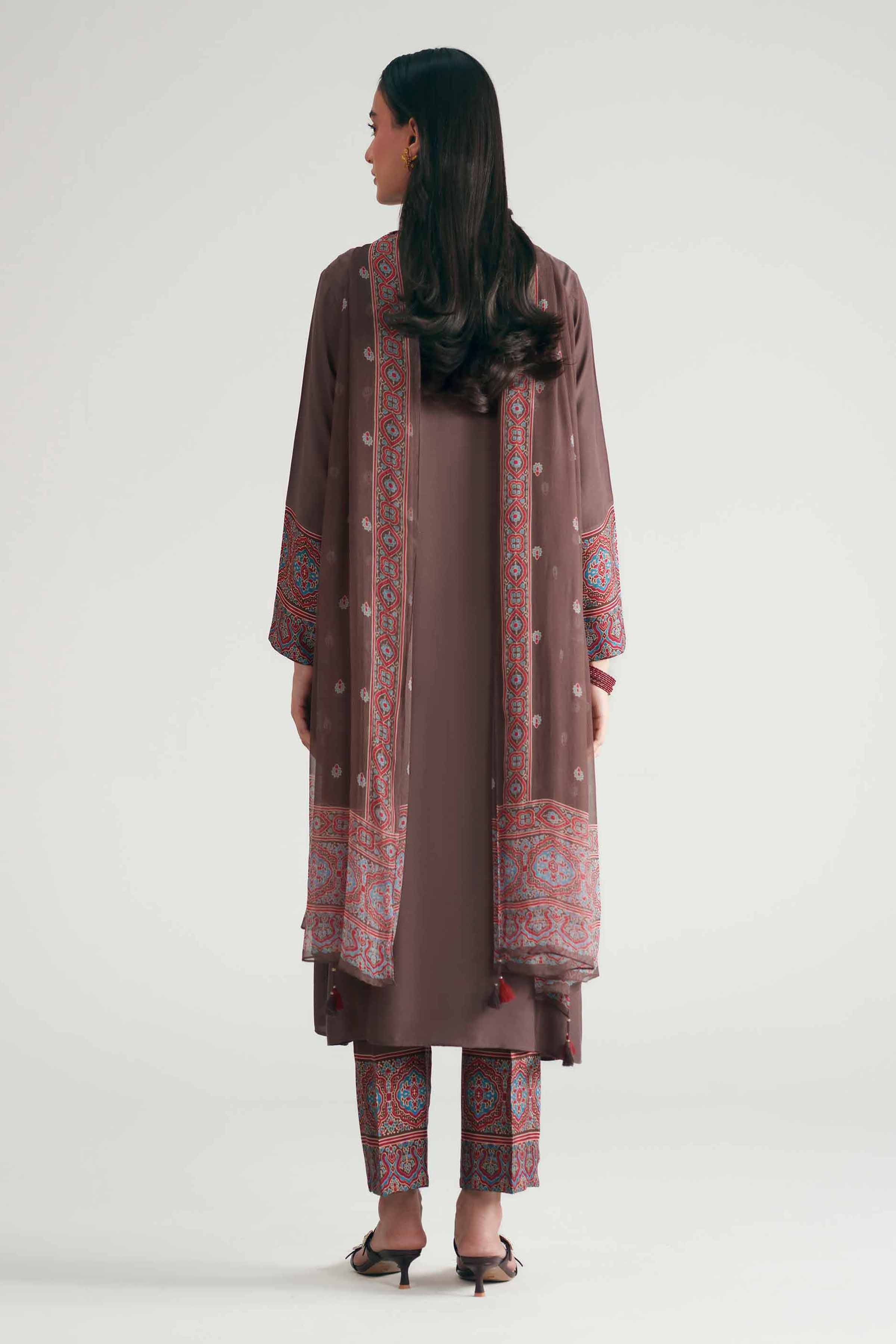 3 Piece - Printed Embroidered Suit - KFE26-110 - Image 4