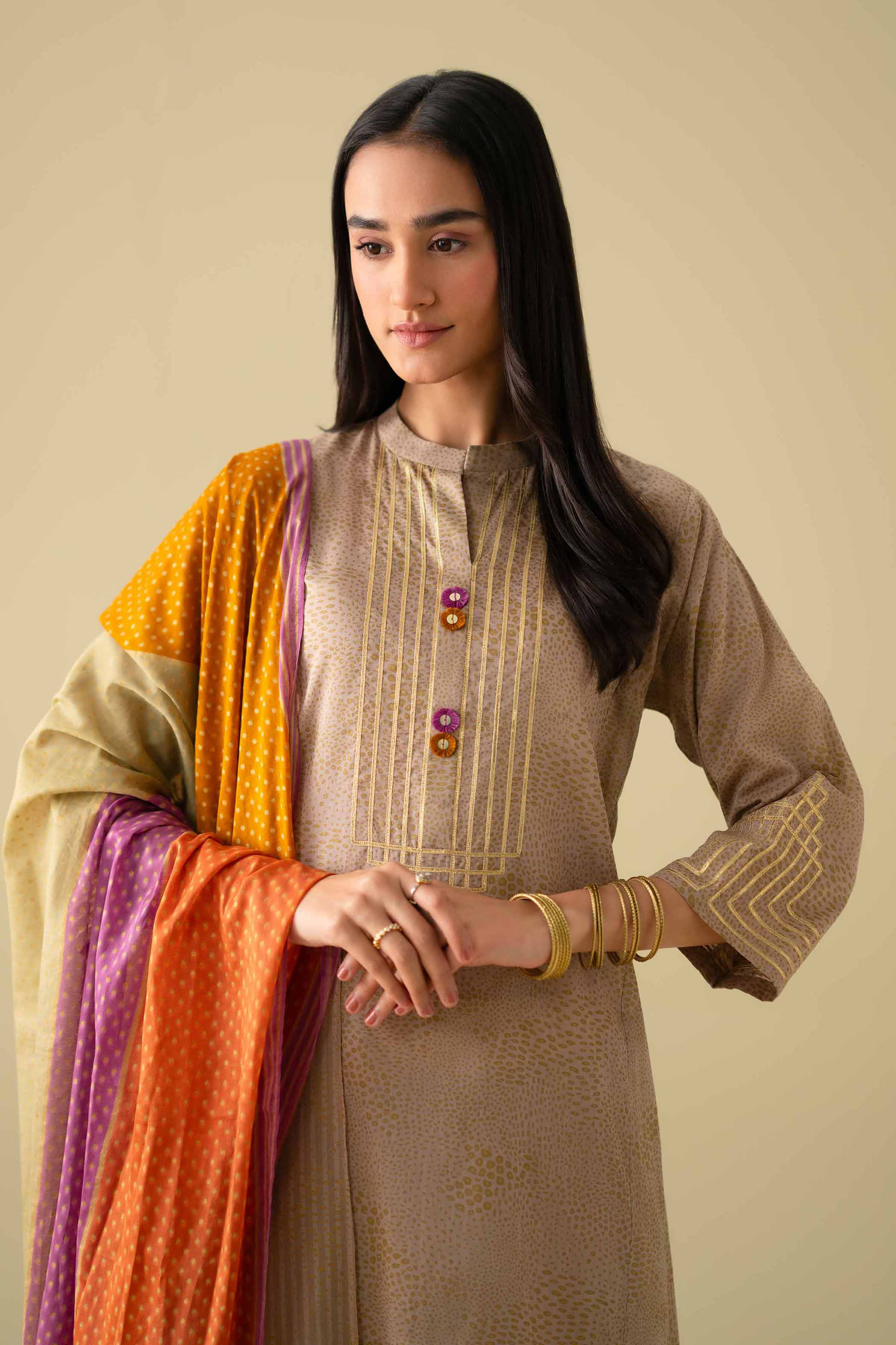 3 Piece - Embroidered Suit - KFE26-116 - Image 2