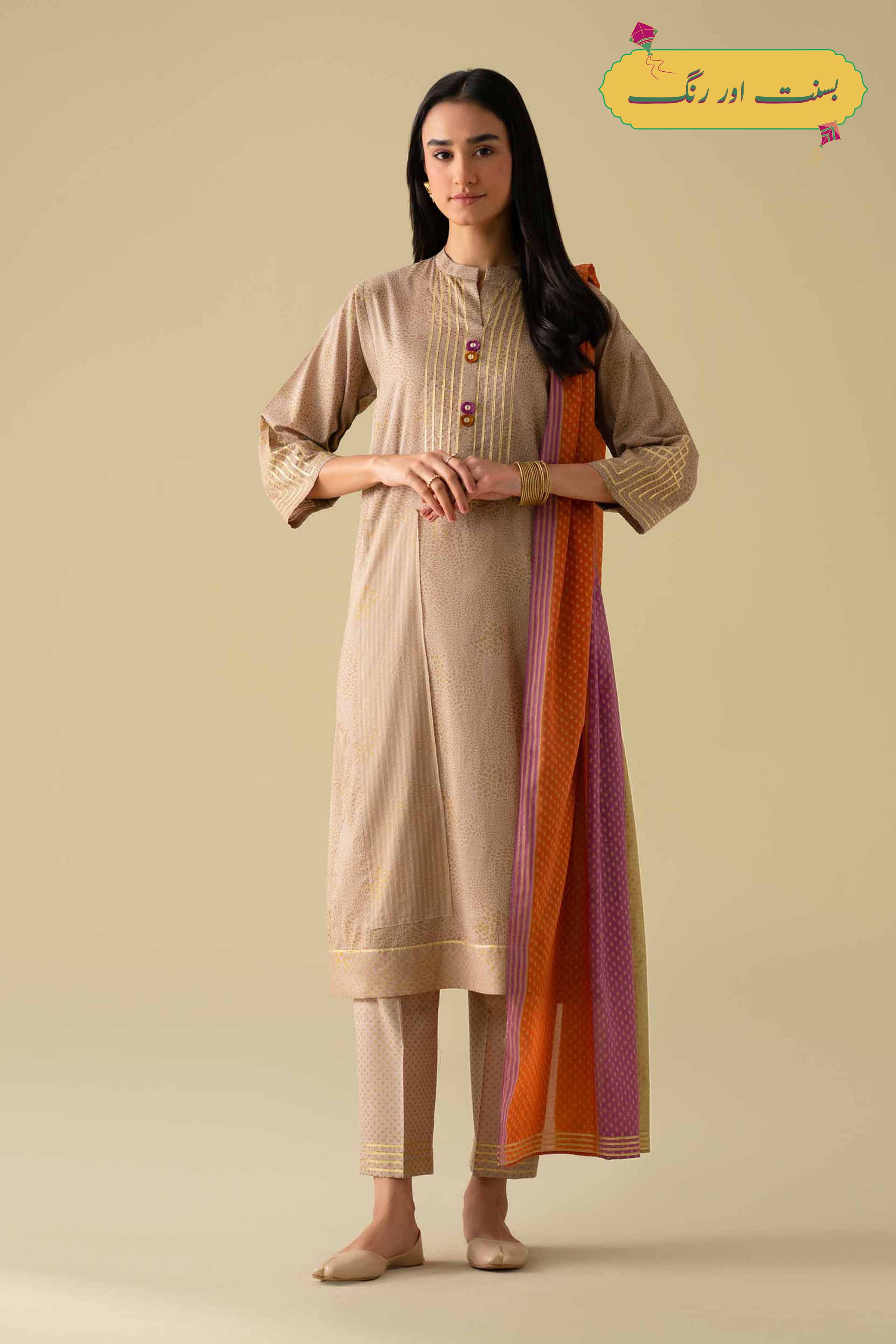 3 Piece - Embroidered Suit - KFE26-116 - Image 9