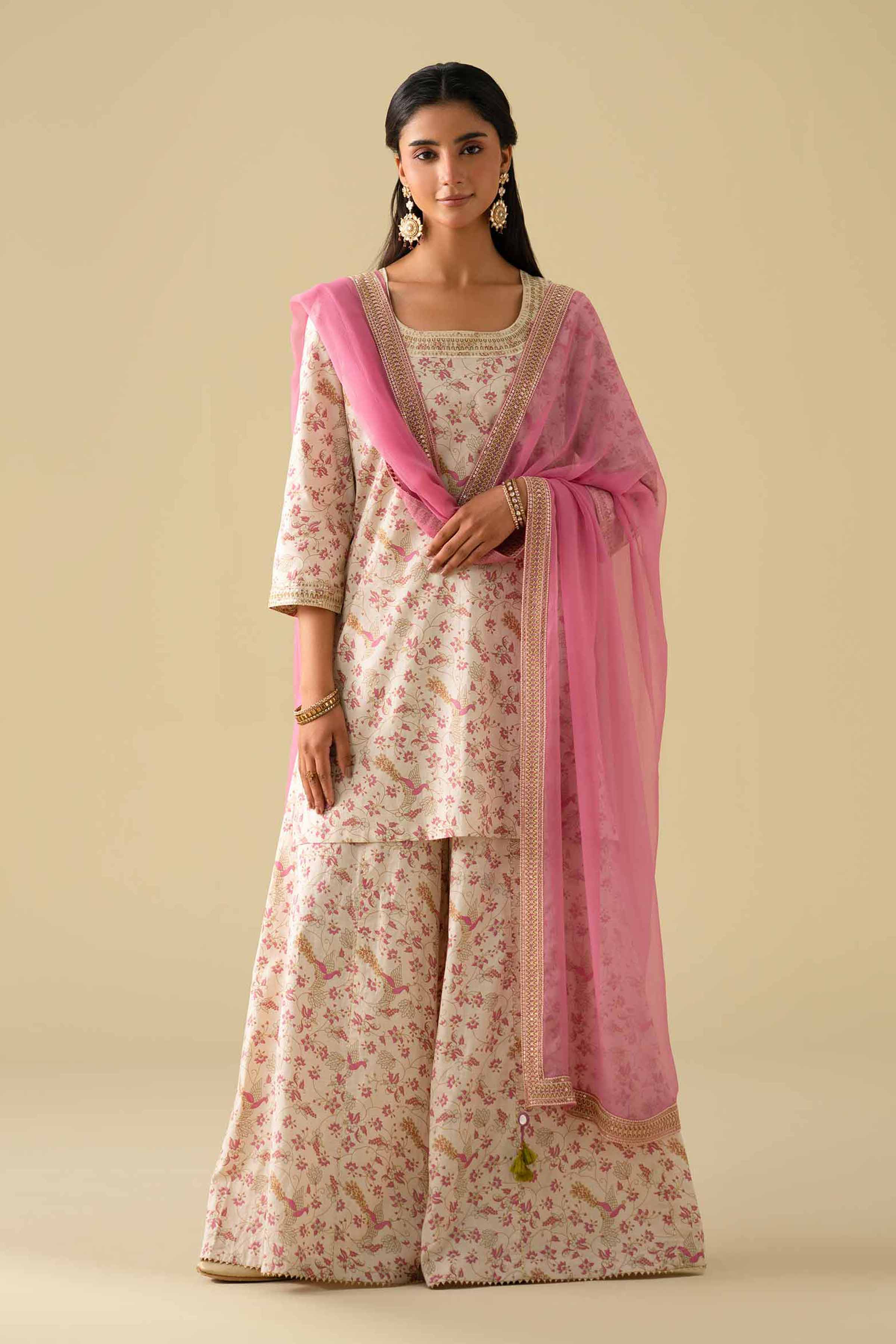 3 Piece - Printed Embroidered Suit - KFE26-117