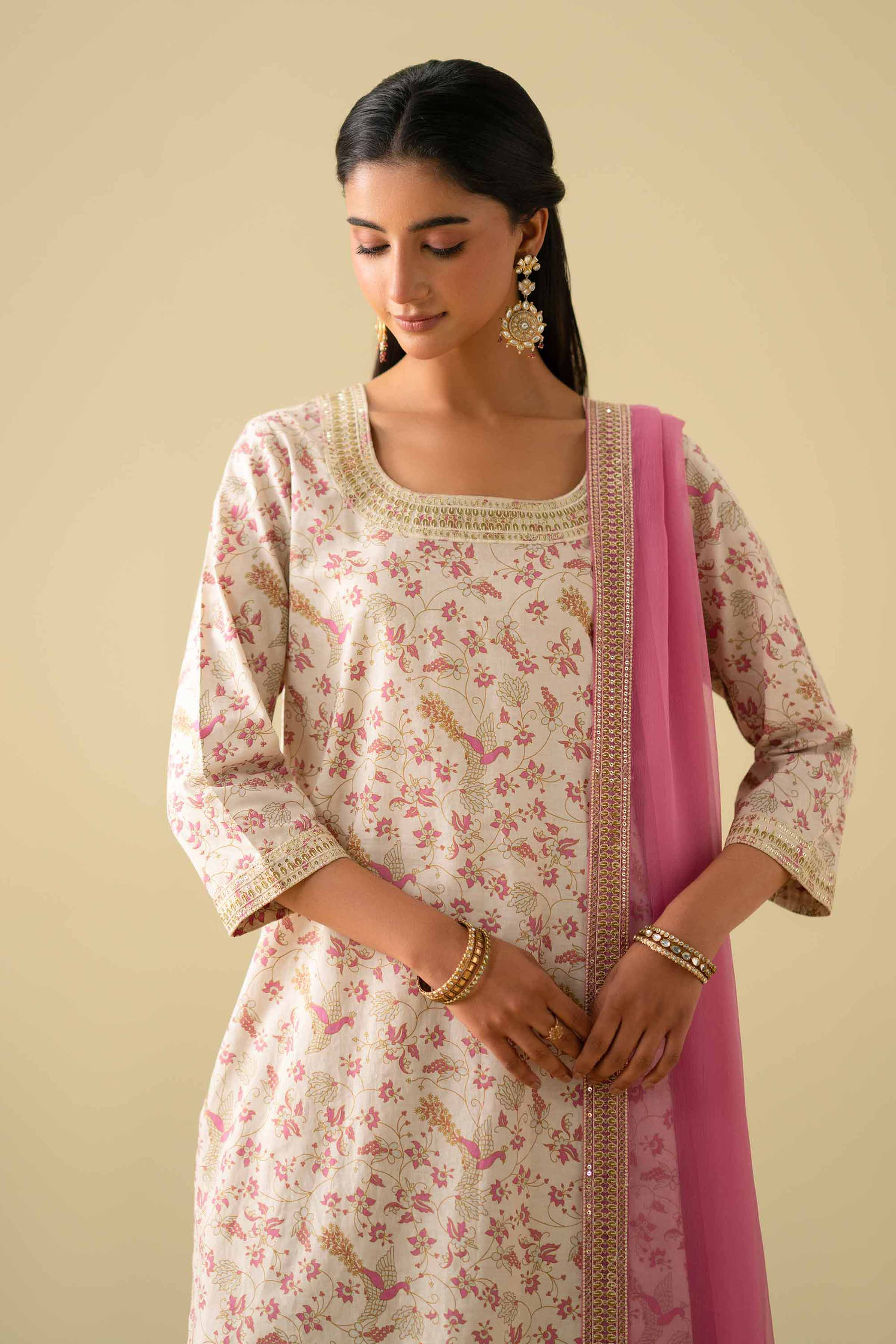 3 Piece - Printed Embroidered Suit - KFE26-117 - Image 2