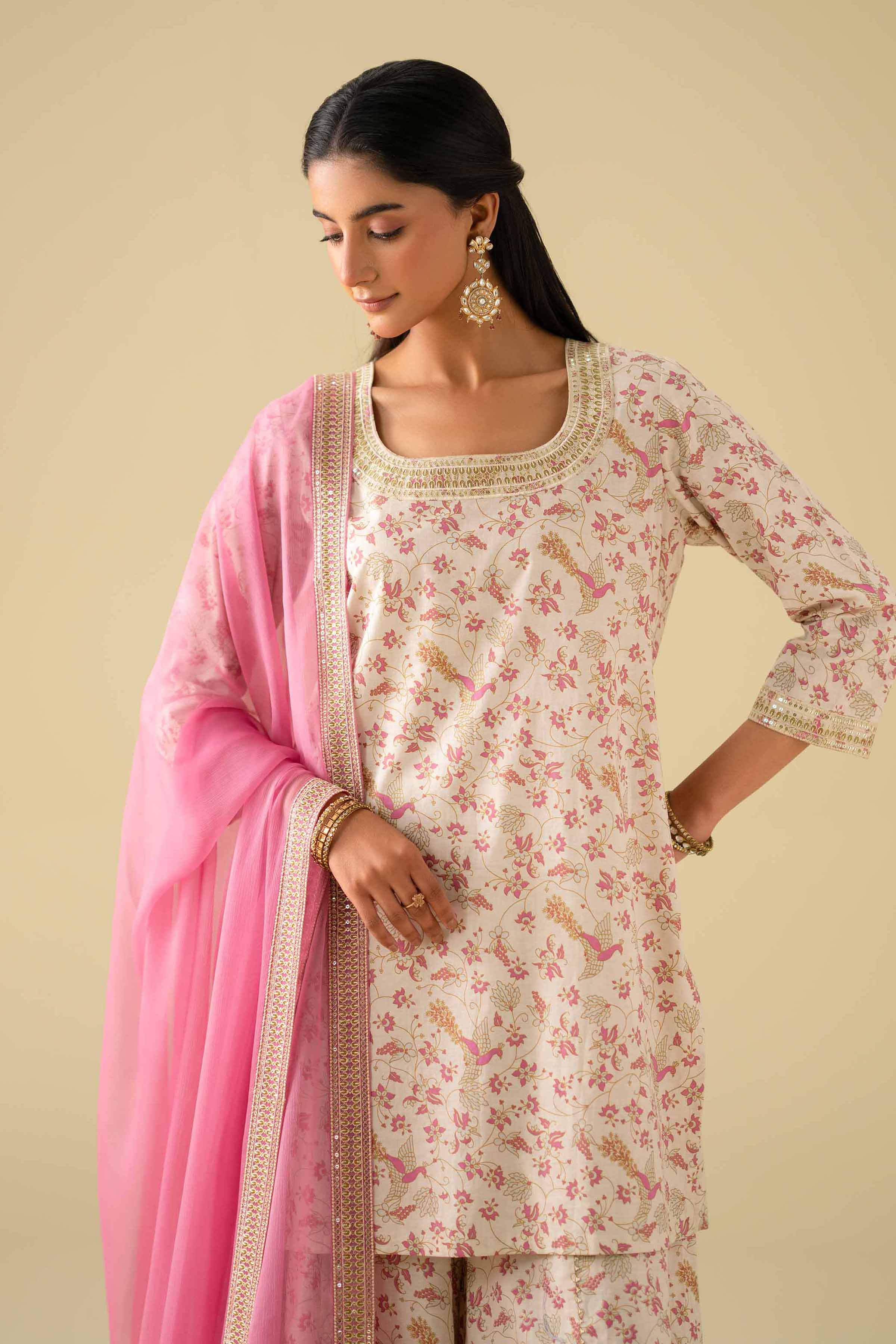 3 Piece - Printed Embroidered Suit - KFE26-117 - Image 8