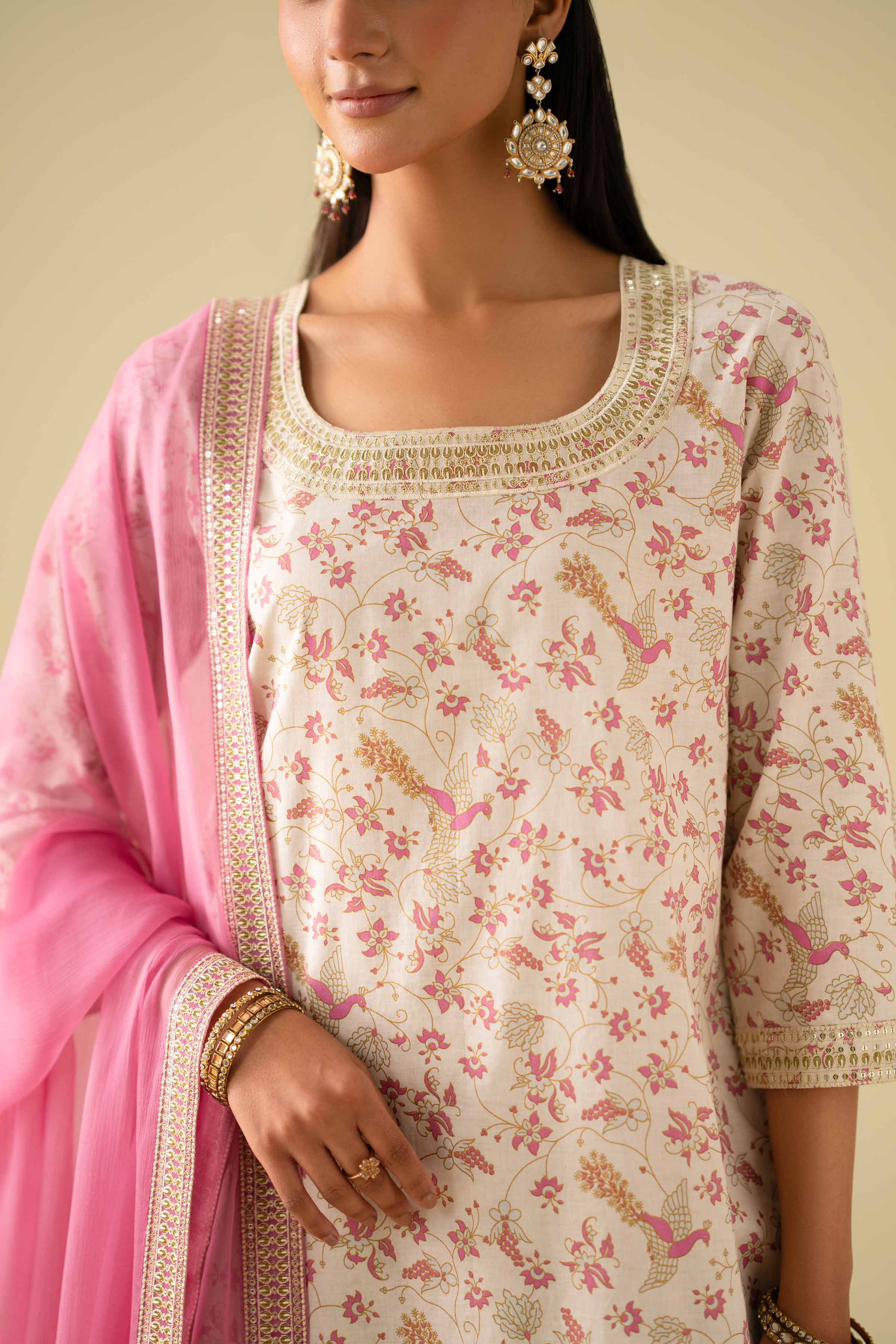 3 Piece - Printed Embroidered Suit - KFE26-117 - Image 9