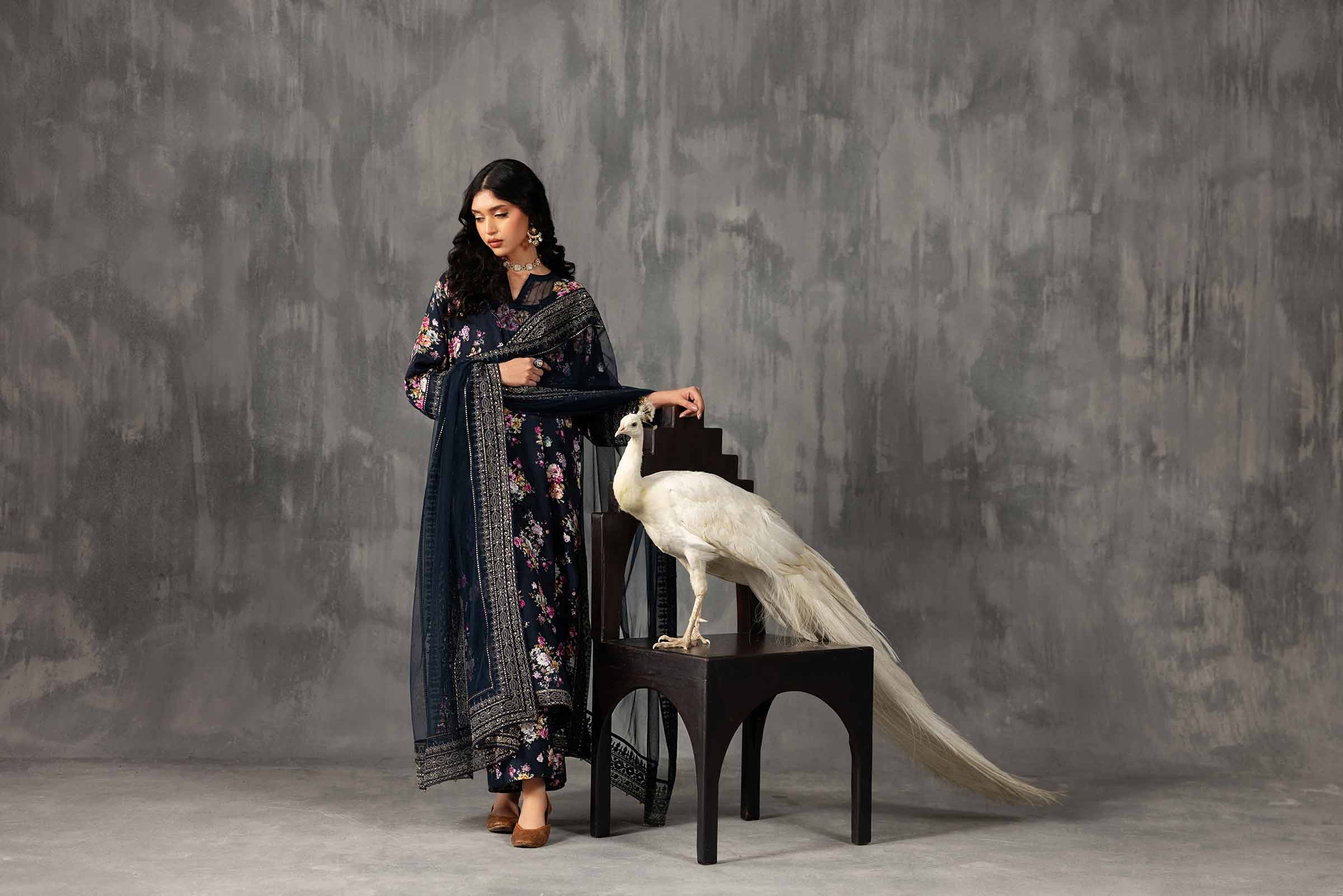 3 Piece - Printed Embroidered Suit - KFE26-118 - Image 10