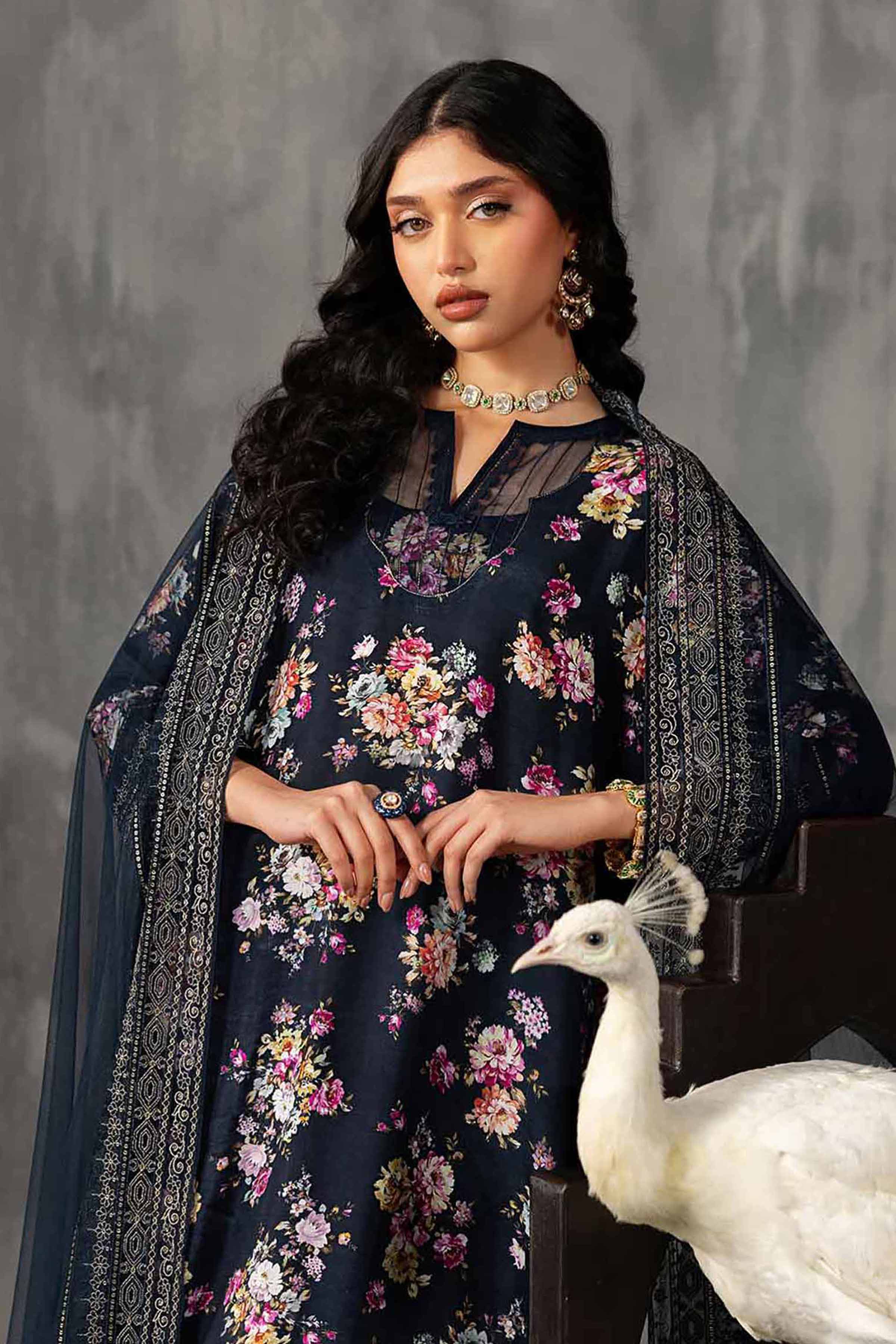3 Piece - Printed Embroidered Suit - KFE26-118 - Image 2
