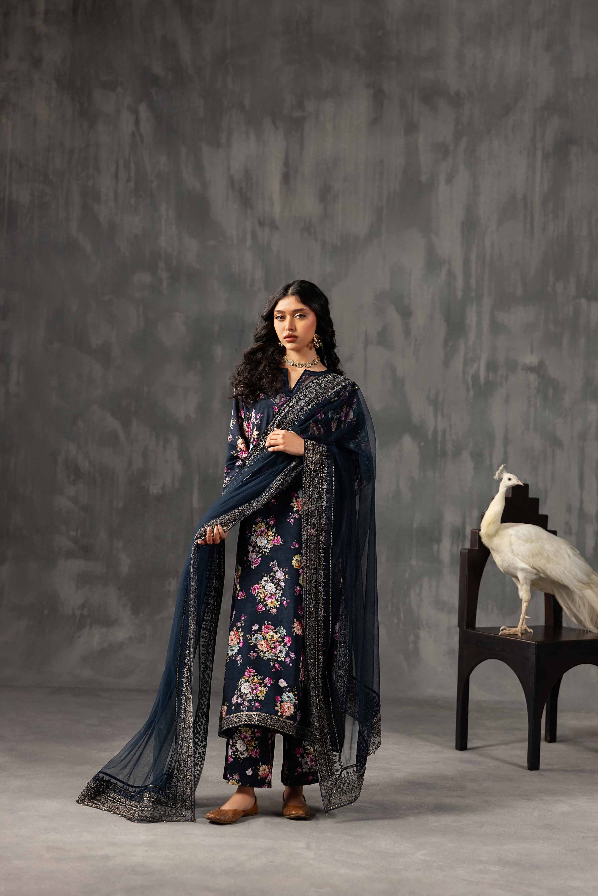 3 Piece - Printed Embroidered Suit - KFE26-118 - Image 5