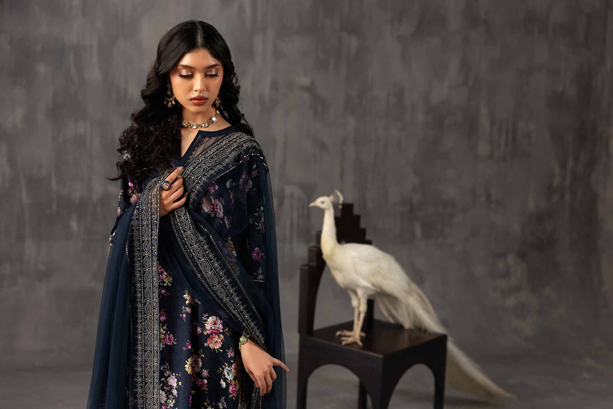 3 Piece - Printed Embroidered Suit - KFE26-118 - Image 9