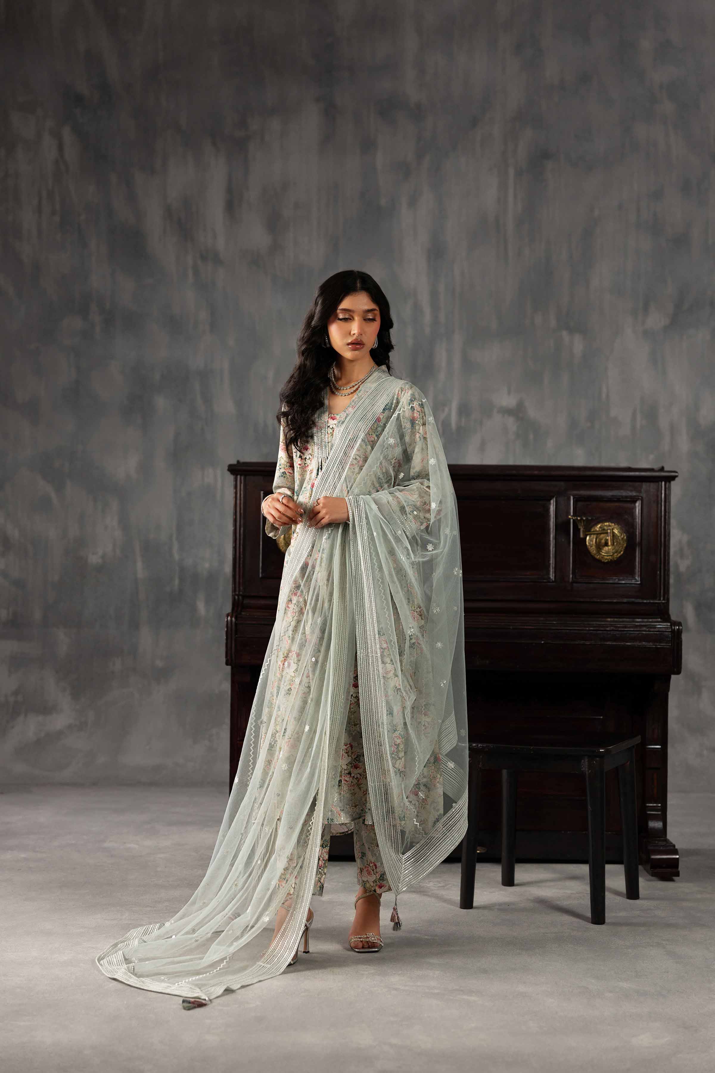 3 Piece - Printed Embroidered Suit - KFE26-130 - Image 4