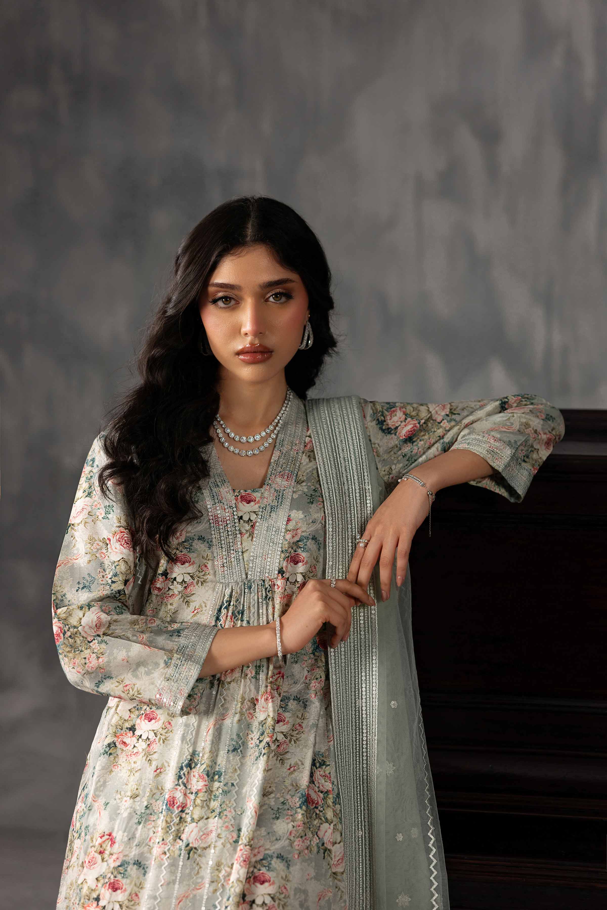 3 Piece - Printed Embroidered Suit - KFE26-130 - Image 6