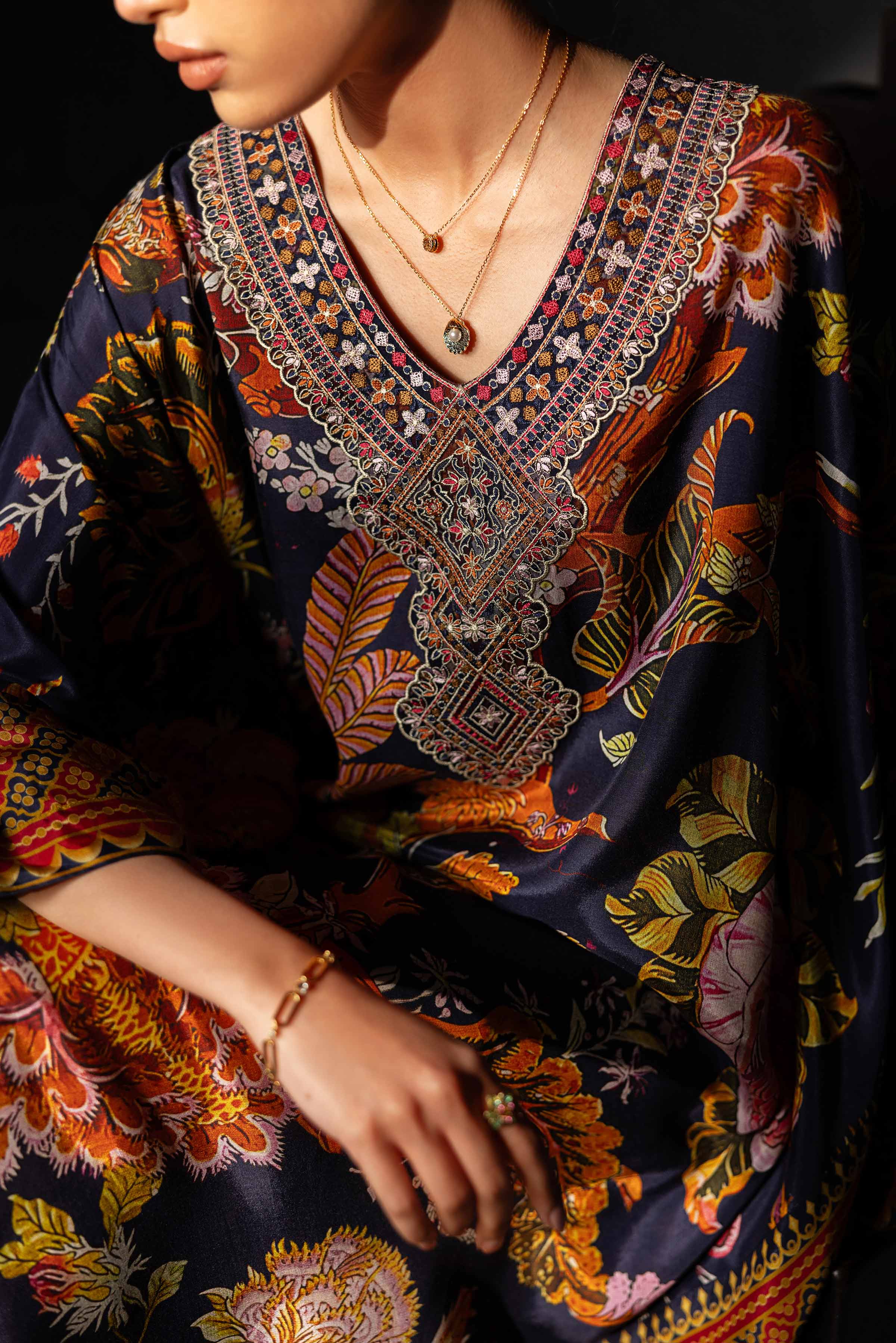 Printed Embroidered Kaftan - KFE26-134 - Image 11