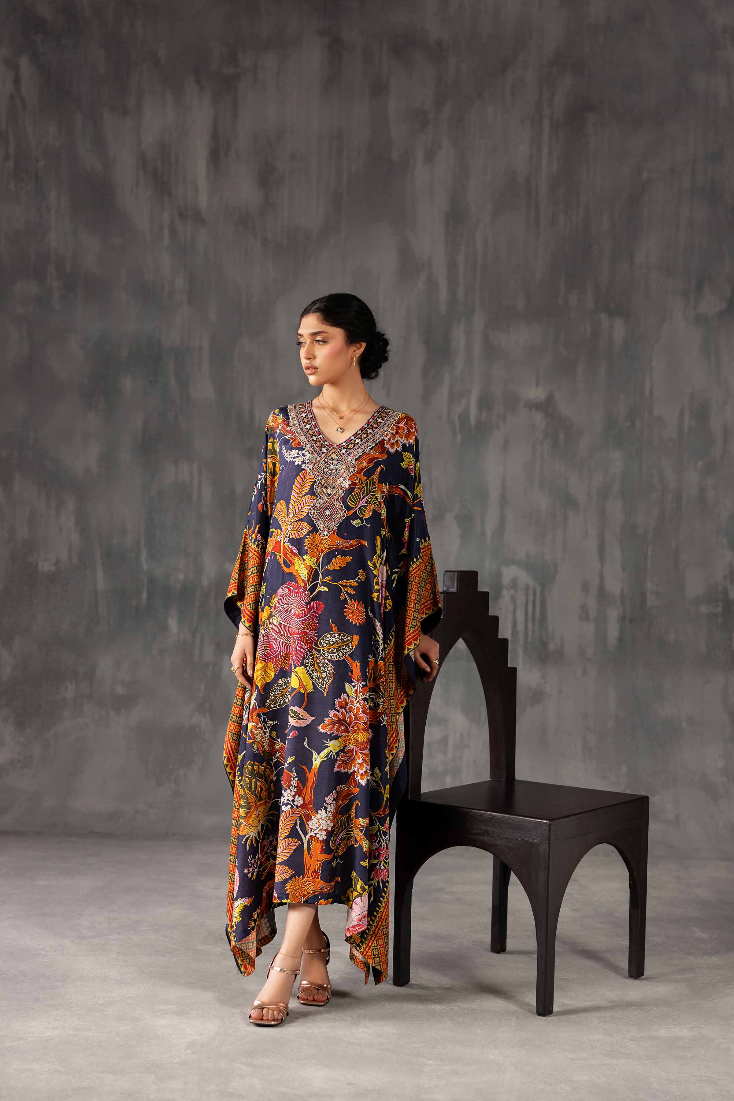 Printed Embroidered Kaftan - KFE26-134 - Image 3