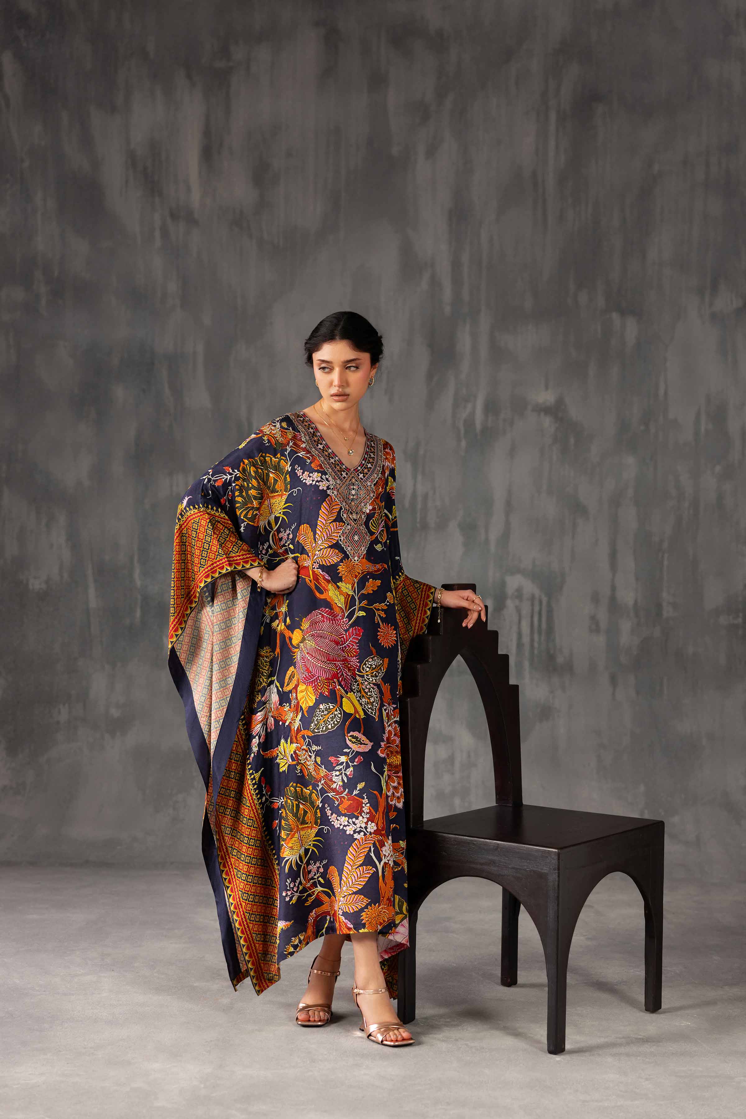 Printed Embroidered Kaftan - KFE26-134 - Image 5