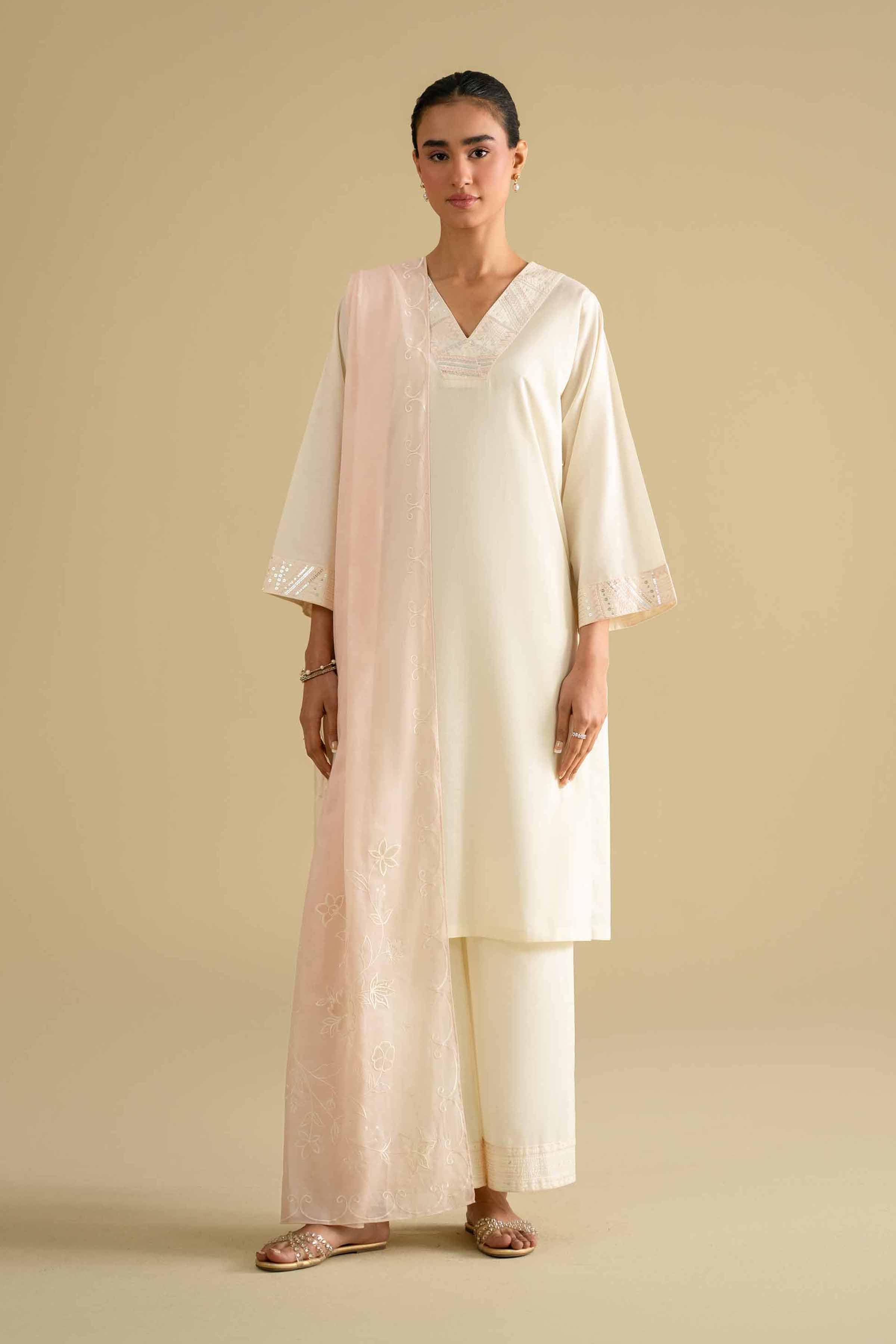 2 Piece - Embroidered Suit - KFE26-19 - Image 4