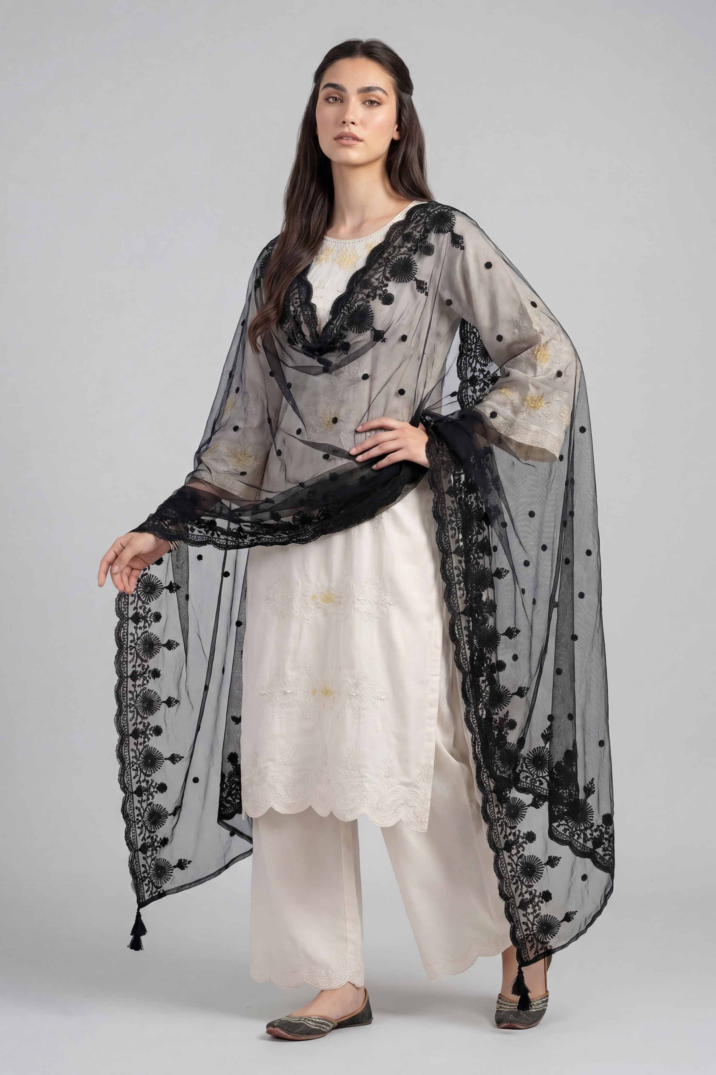 Embroidered Dupatta - KFE26-196 - Image 3