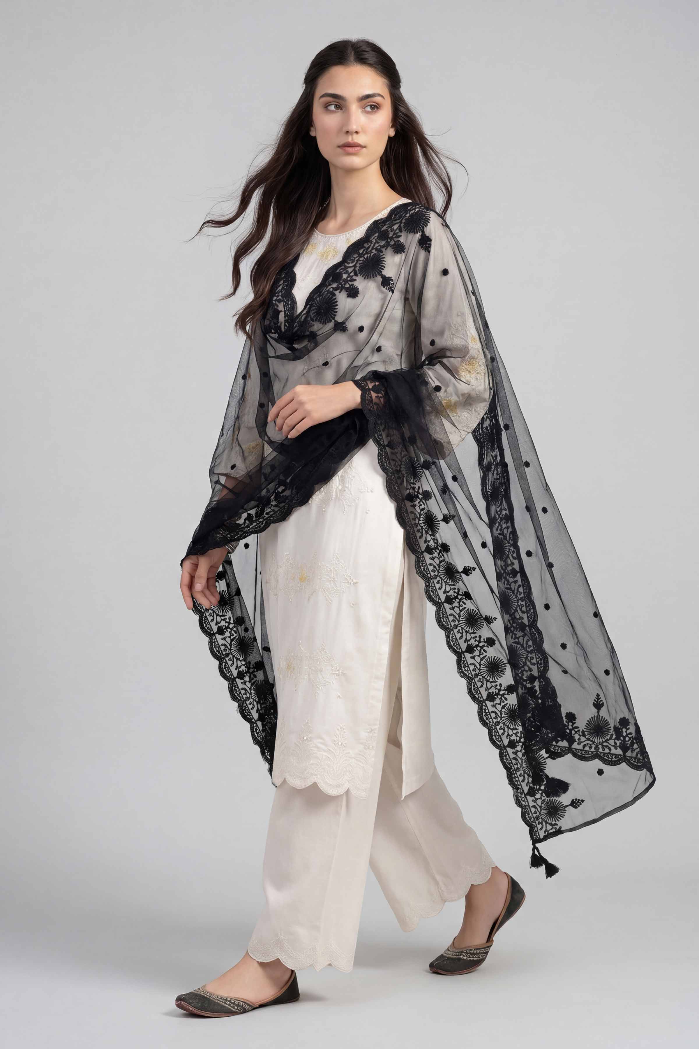 Embroidered Dupatta - KFE26-196 - Image 4