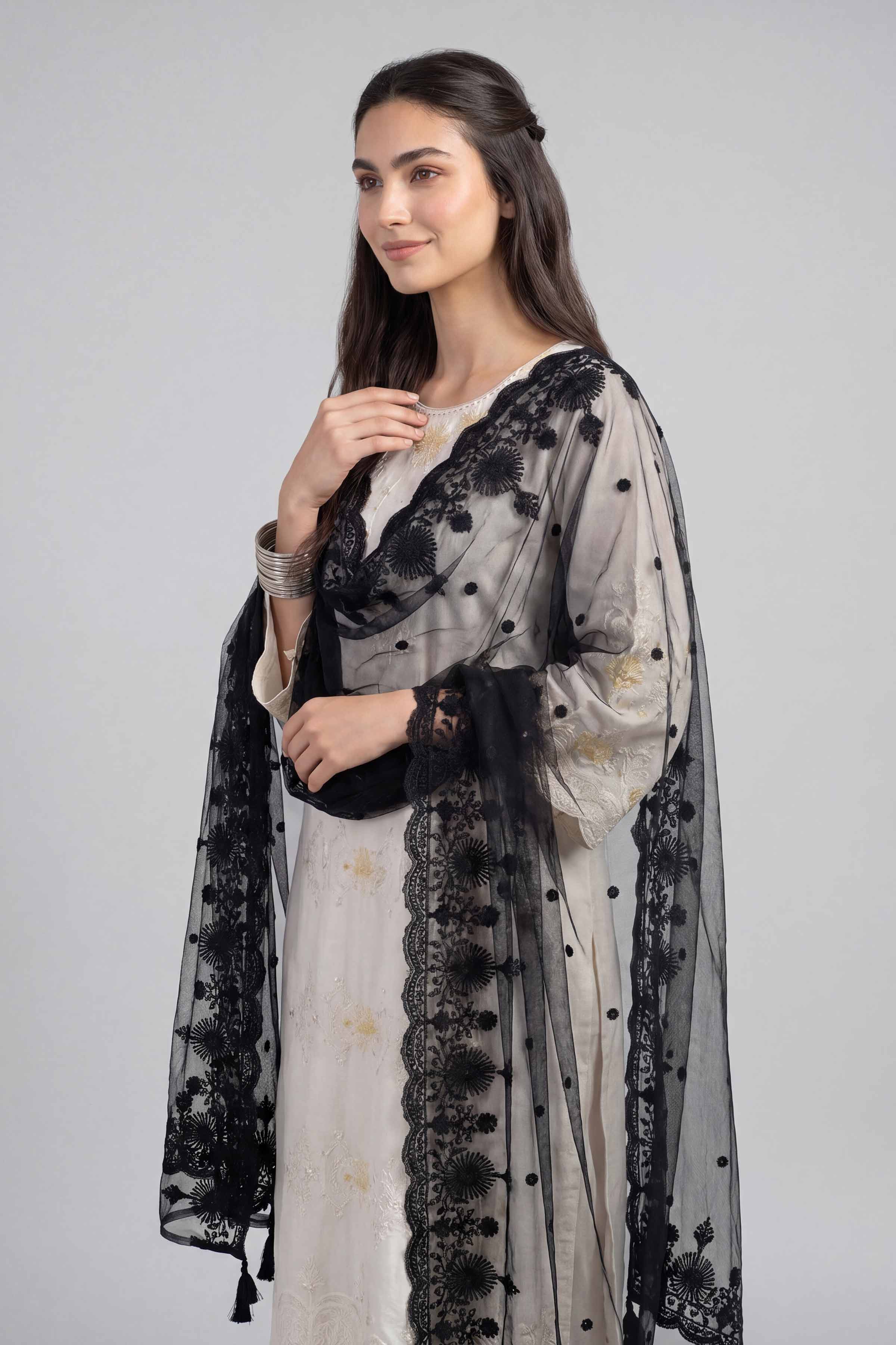 Embroidered Dupatta - KFE26-196 - Image 5