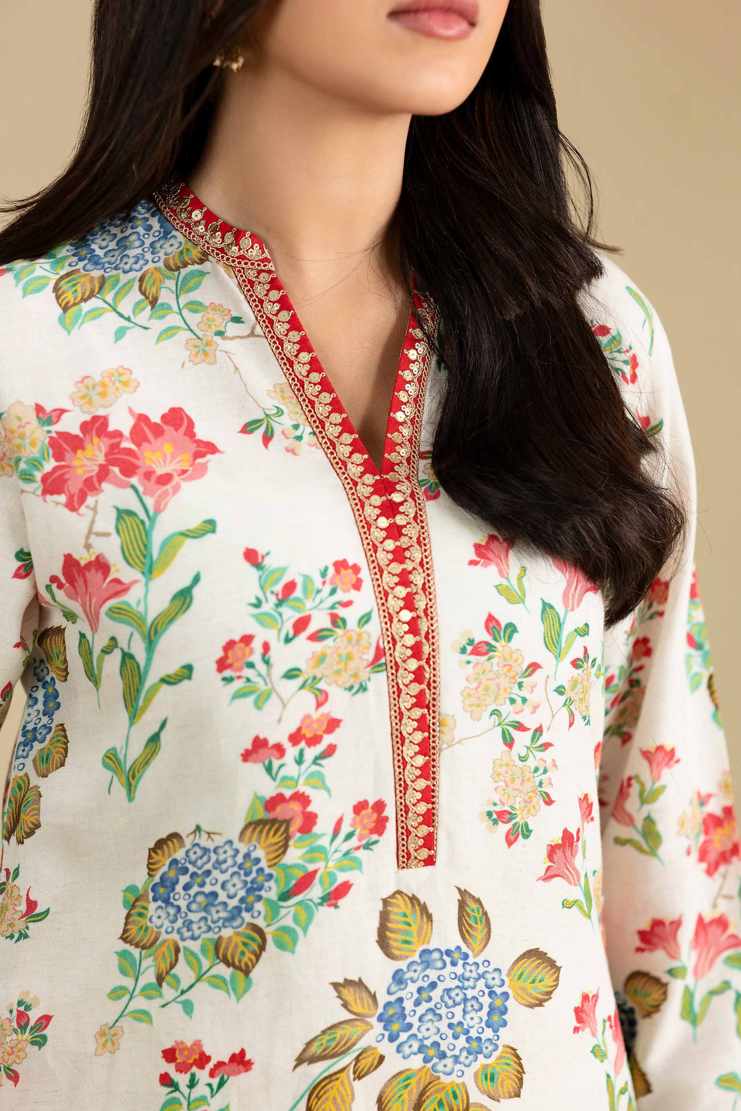 2 Piece - Printed Embroidered Suit - KFE26-209 - Image 6