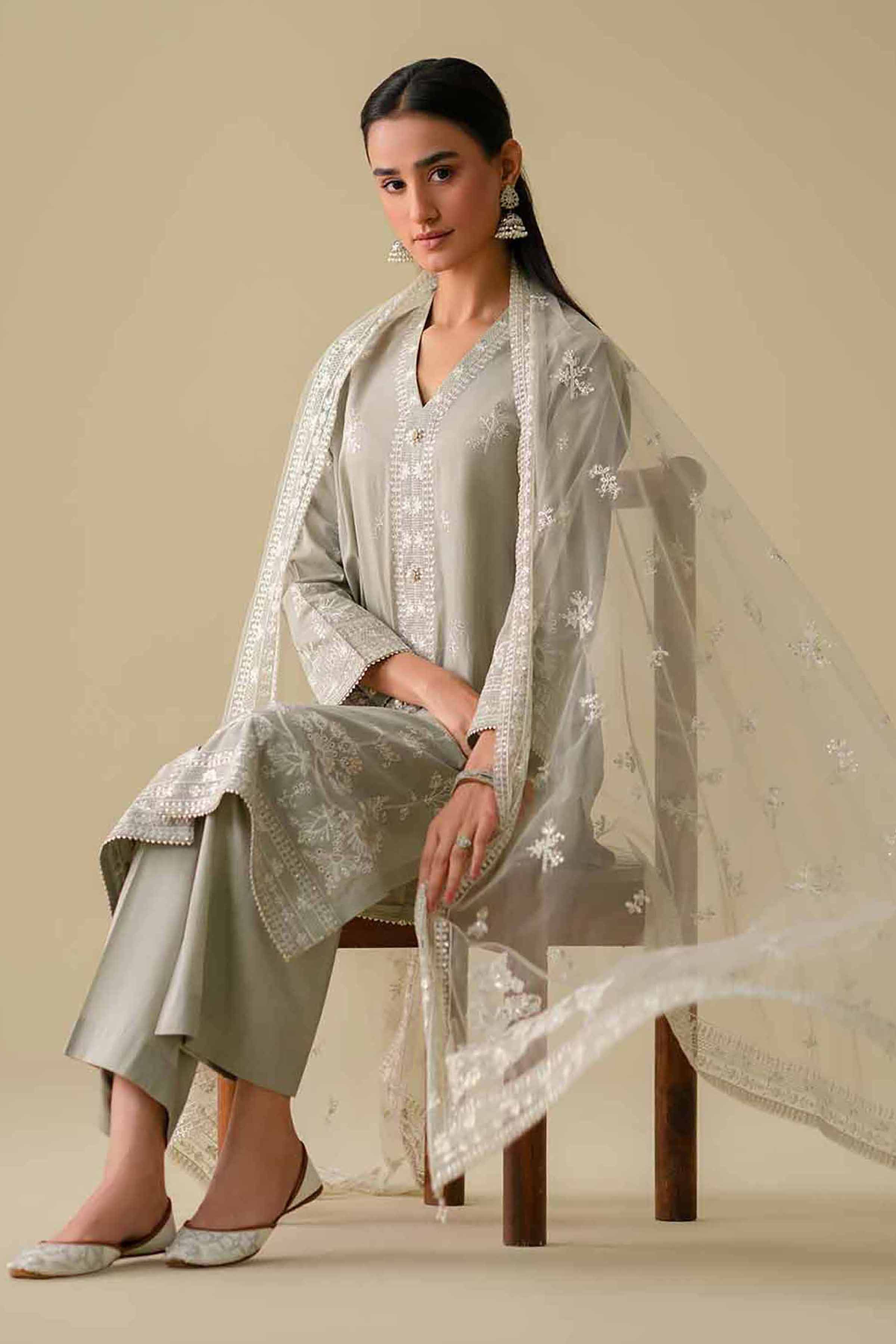 3 Piece - Embroidered Suit - KFE26-21 - Image 2