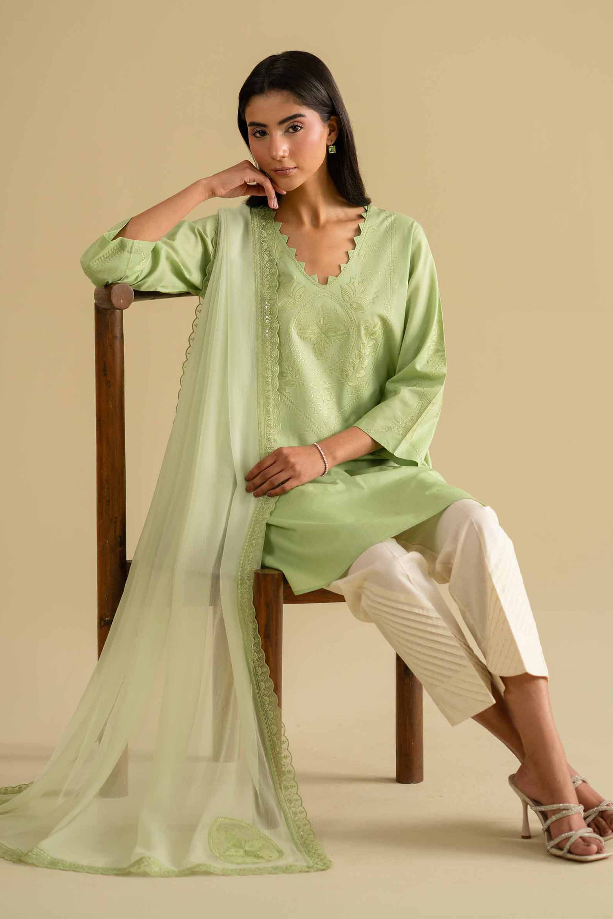 2 Piece - Embroidered Suit - KFE26-23 - Image 3